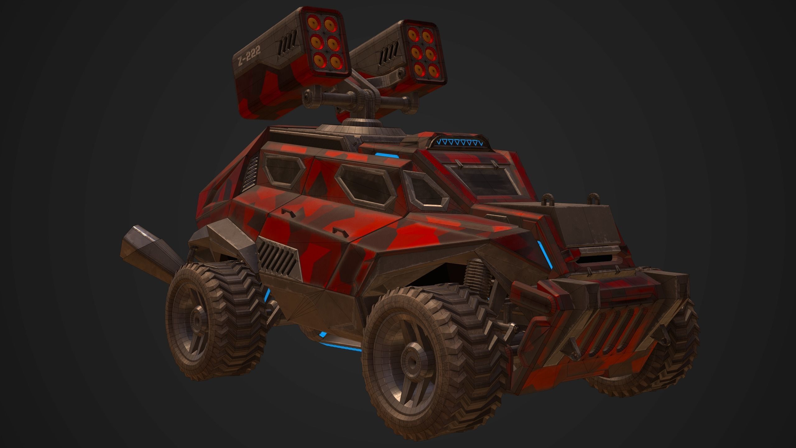 Sci-Fi Armored Military Rocket Launcher PBR Low-poly 3D model_10