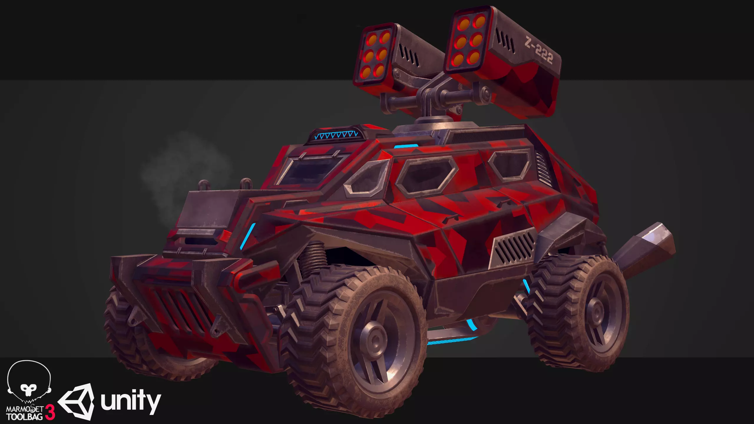 Sci-Fi Armored Military Rocket Launcher PBR Low-poly 3D model_0