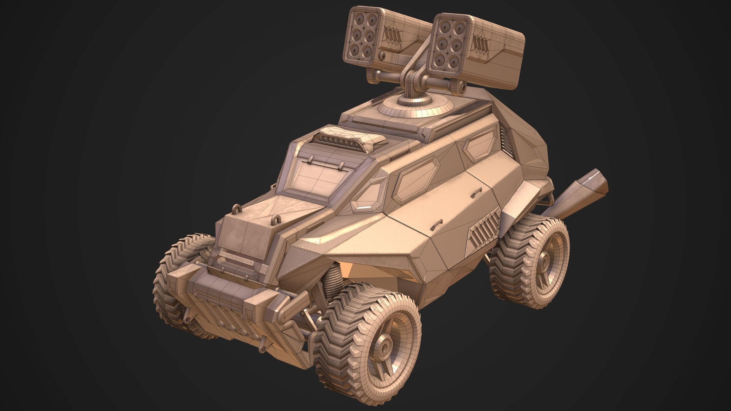 Sci-Fi Armored Military Rocket Launcher PBR Low-poly 3D model_15