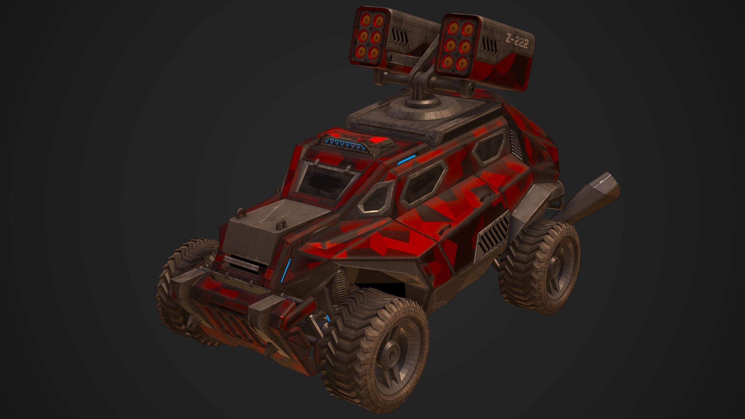 Sci-Fi Armored Military Rocket Launcher PBR Low-poly 3D model_16