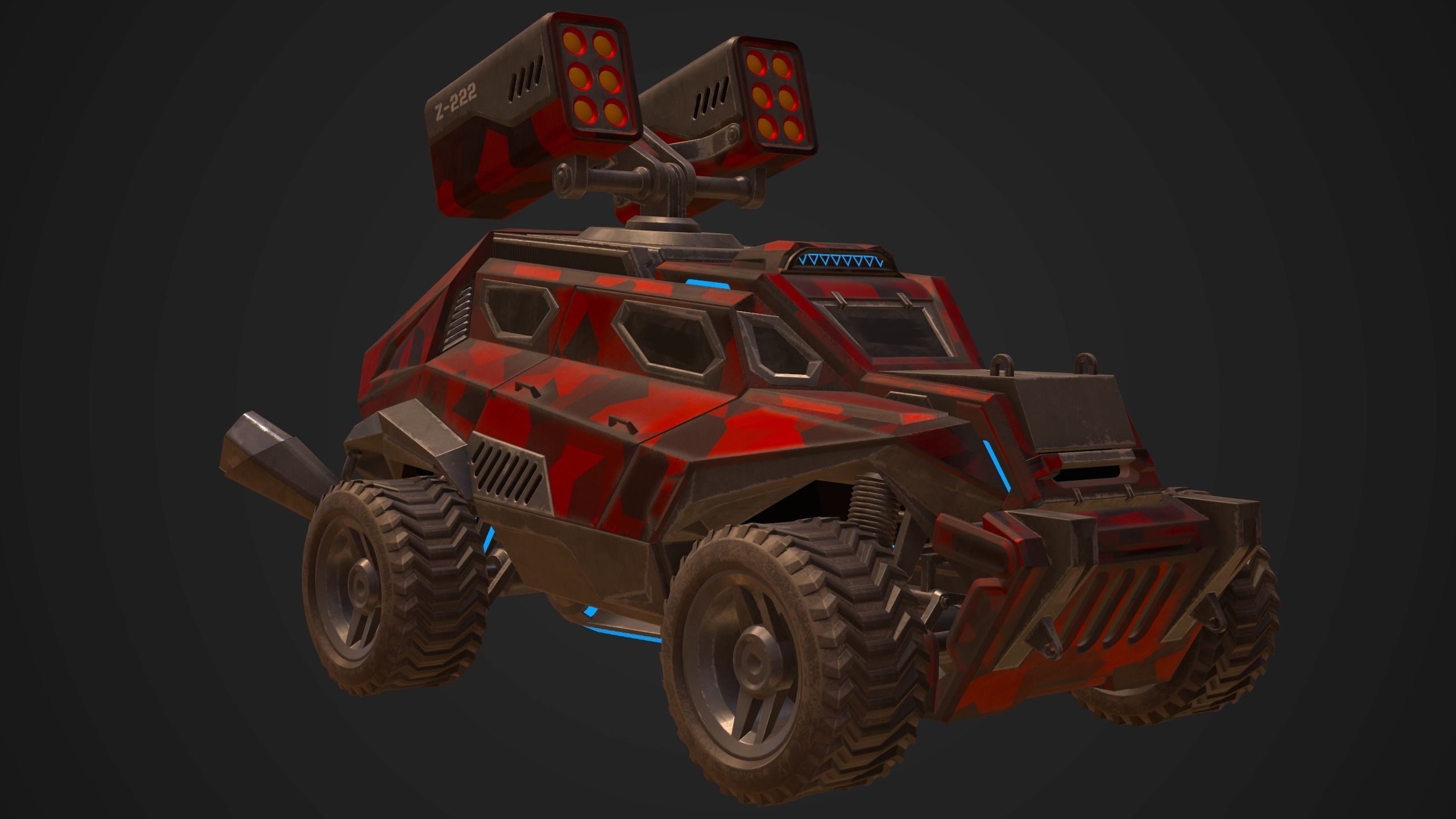 Sci-Fi Armored Military Rocket Launcher PBR Low-poly 3D model_8