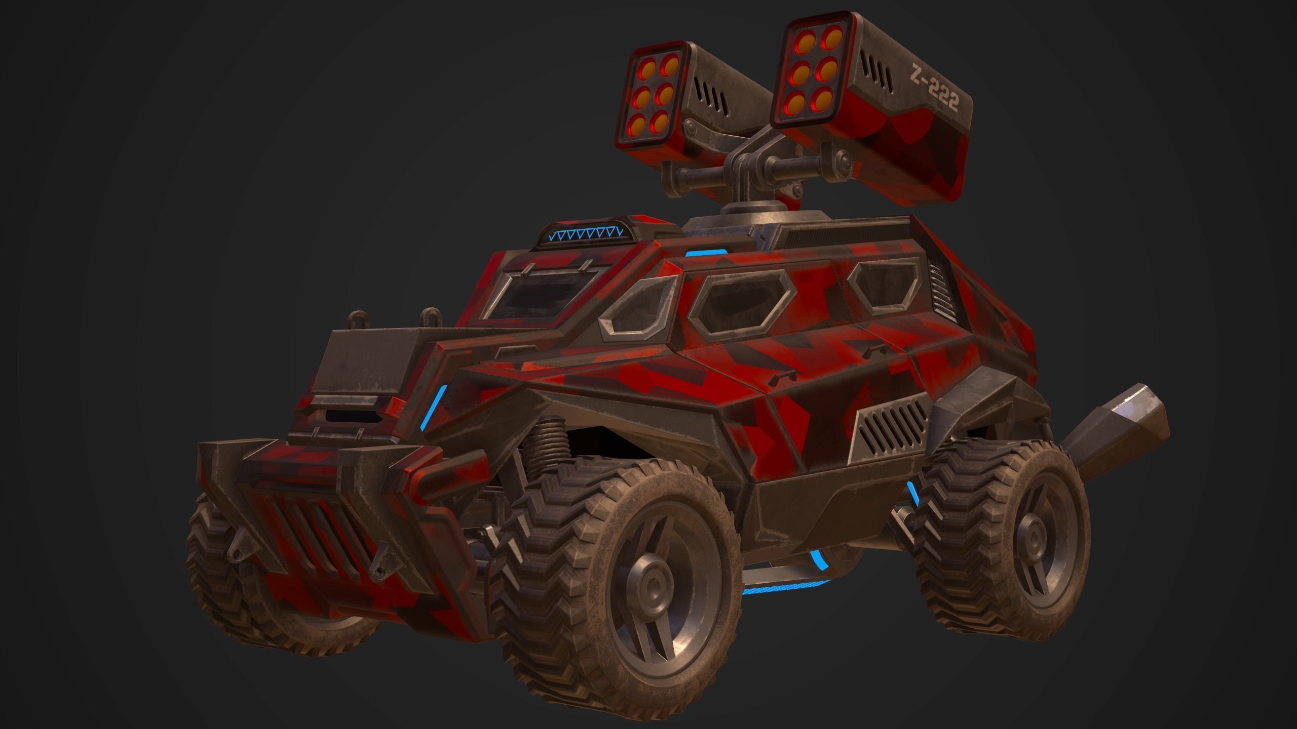 Sci-Fi Armored Military Rocket Launcher PBR Low-poly 3D model_2