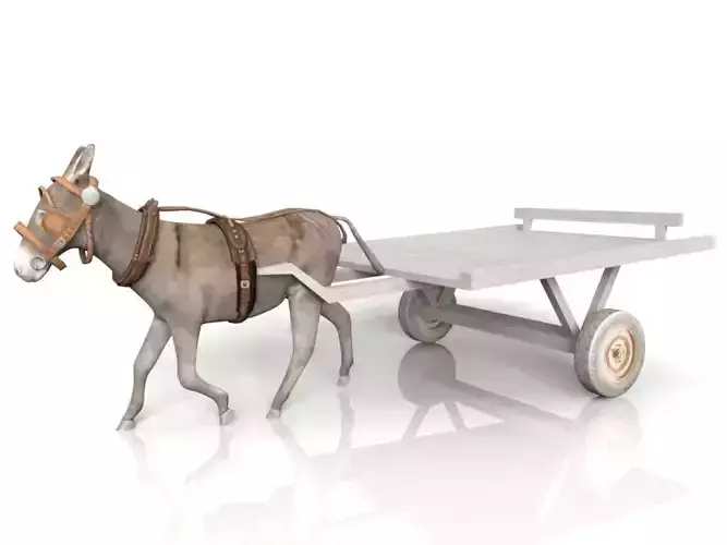 3d Donkey with cart