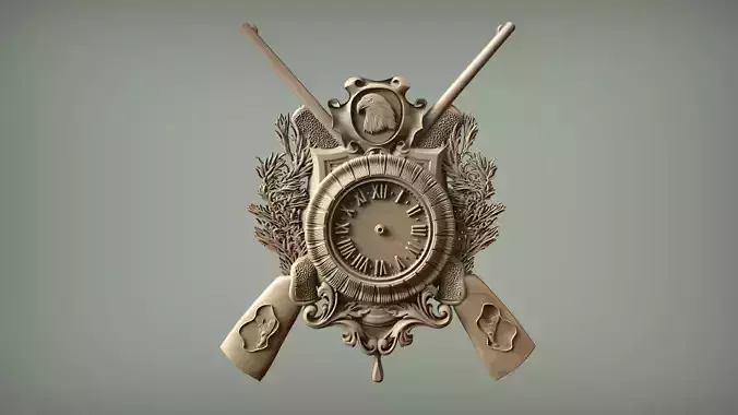 Carved Wall Clock 3D STL Model for CNC and 3D Printing 