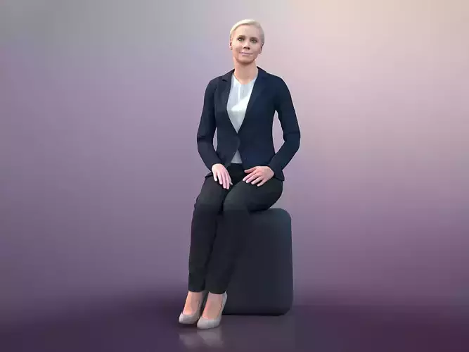 Ina 20013-04 - Animated Sitting Business Woman Low-poly 3D model