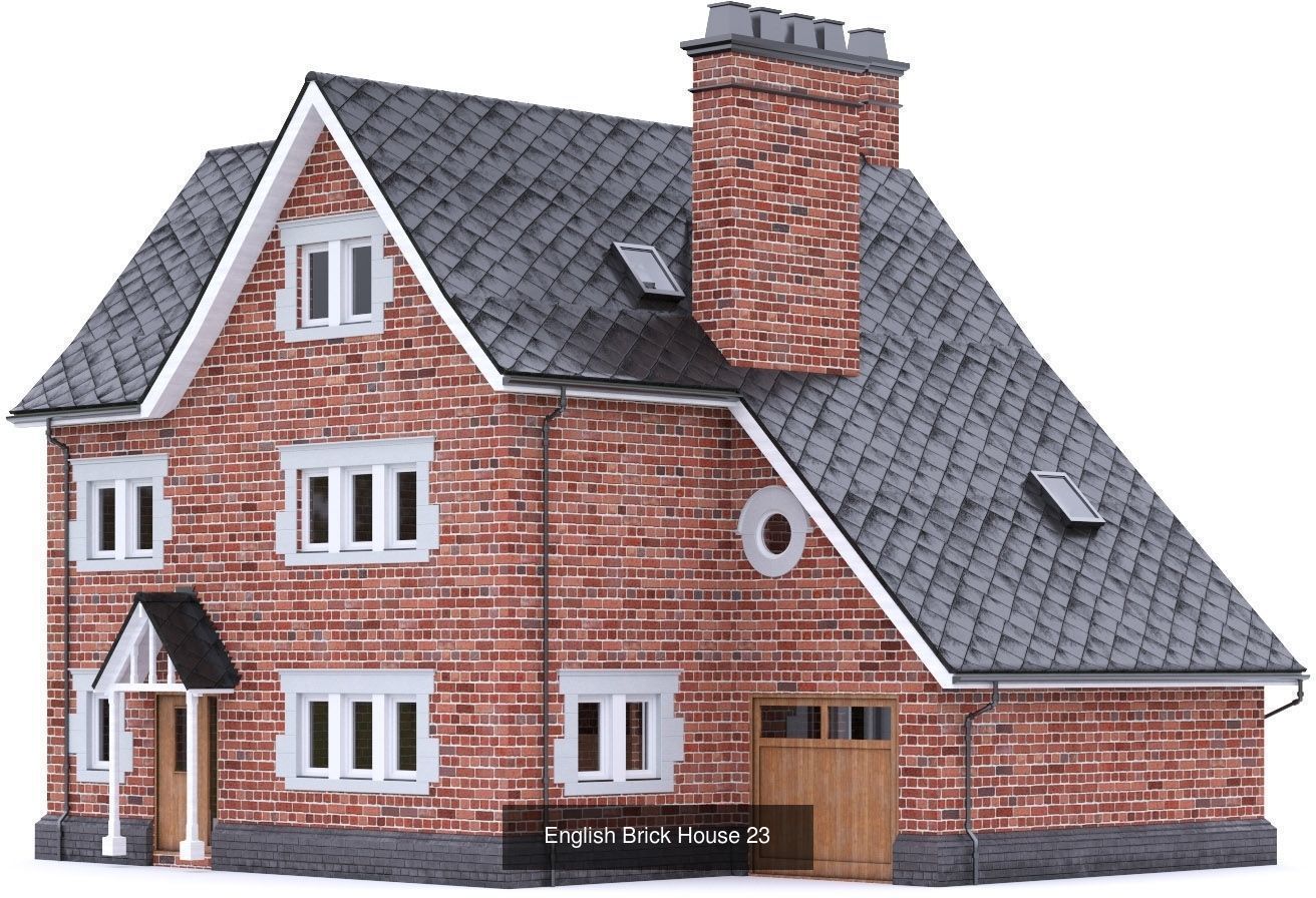 English Brick Houses 3D Model Collection_6