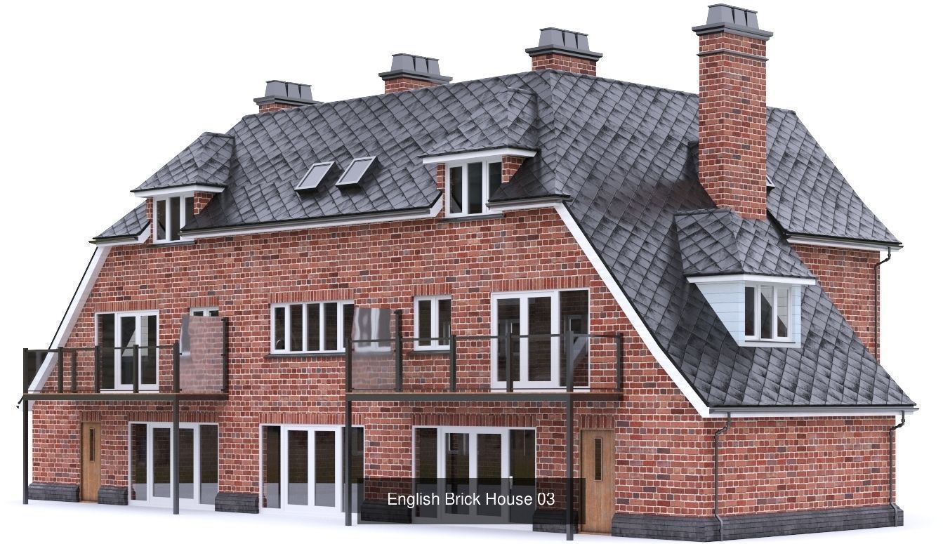 English Brick Houses 3D Model Collection_26