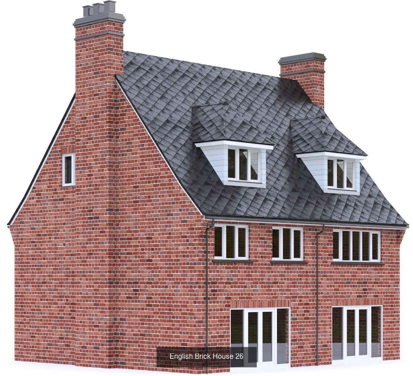 English Brick Houses 3D Model Collection_3