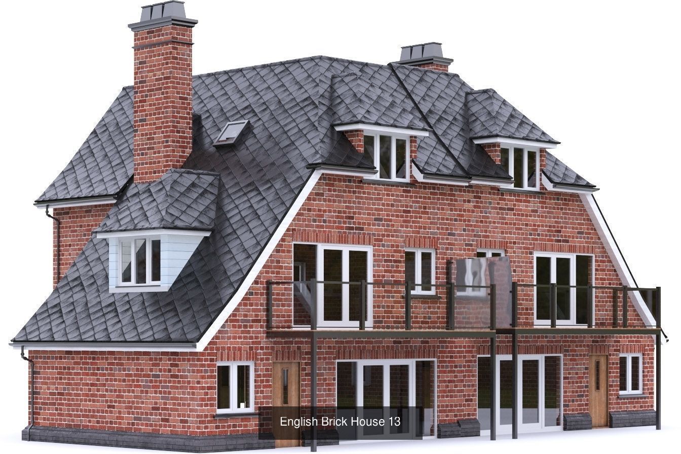 English Brick Houses 3D Model Collection_16
