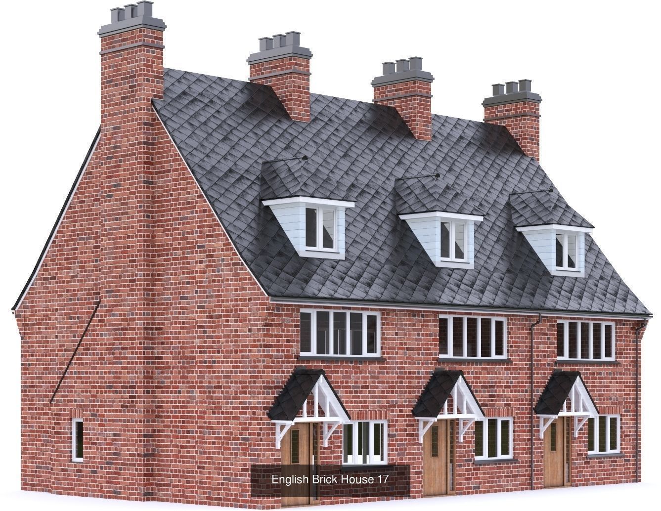 English Brick Houses 3D Model Collection_12
