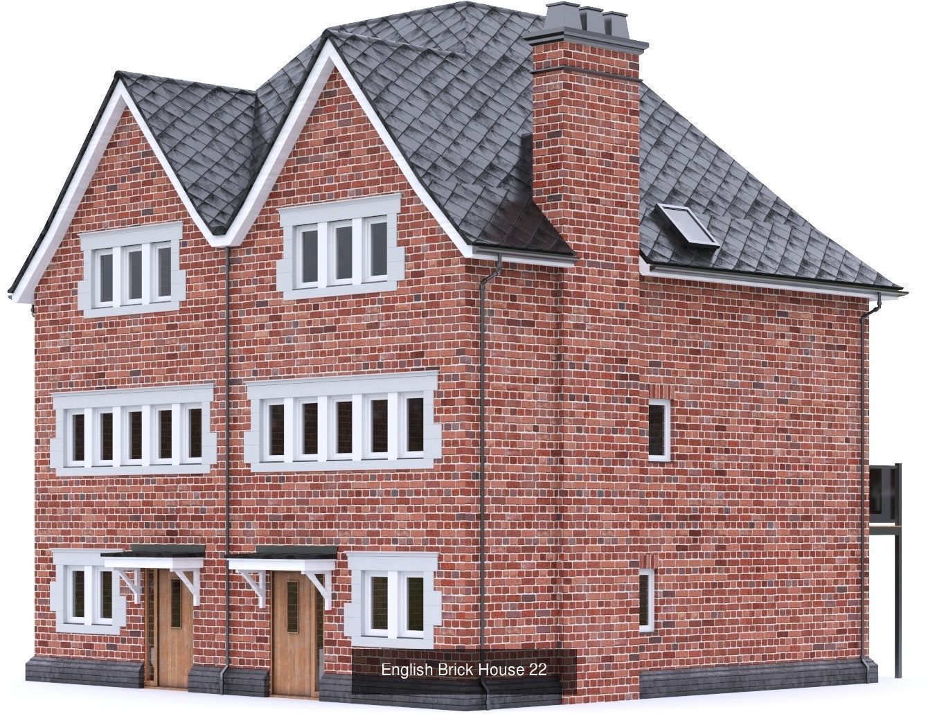 English Brick Houses 3D Model Collection_7