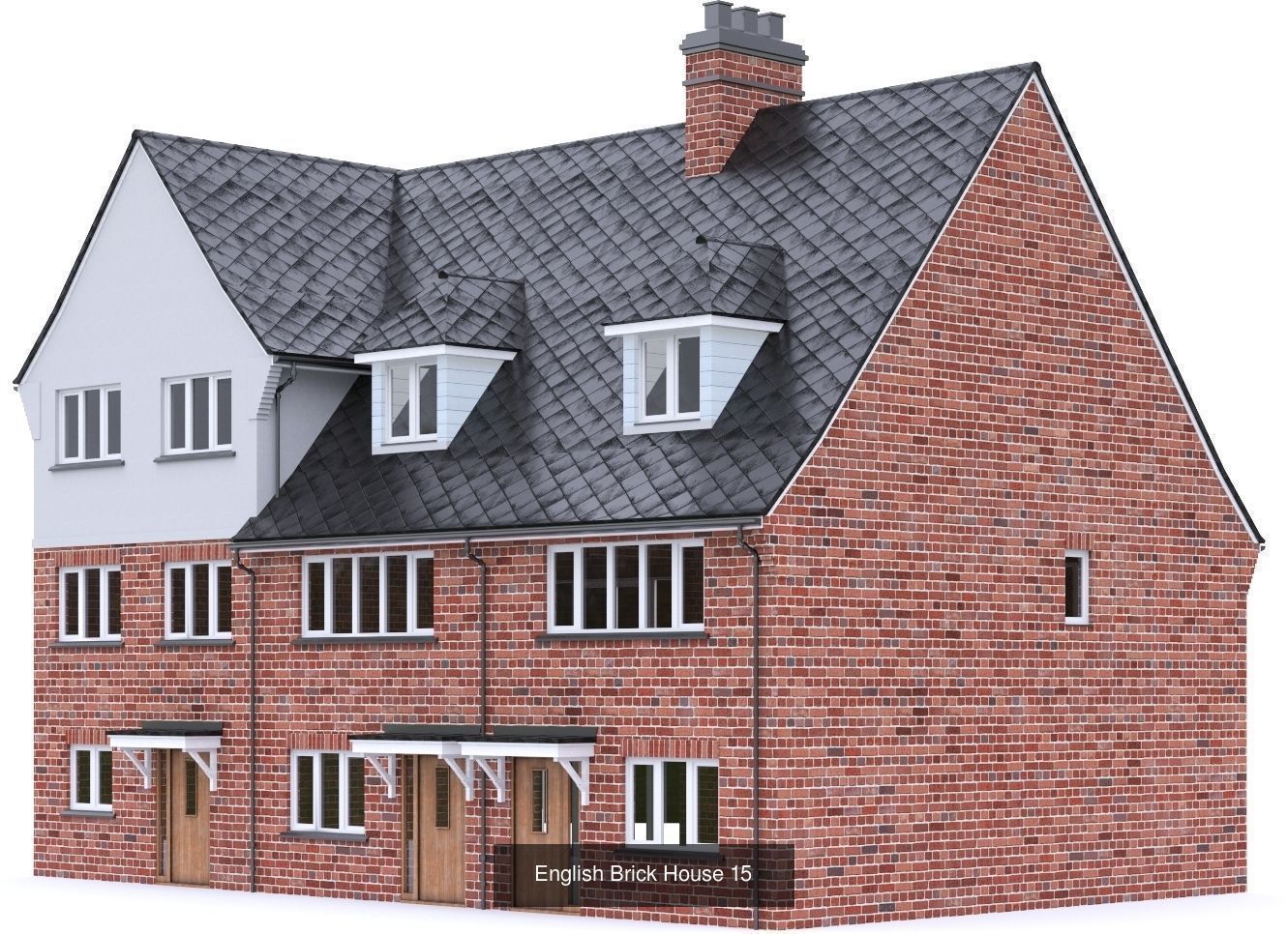English Brick Houses 3D Model Collection_14