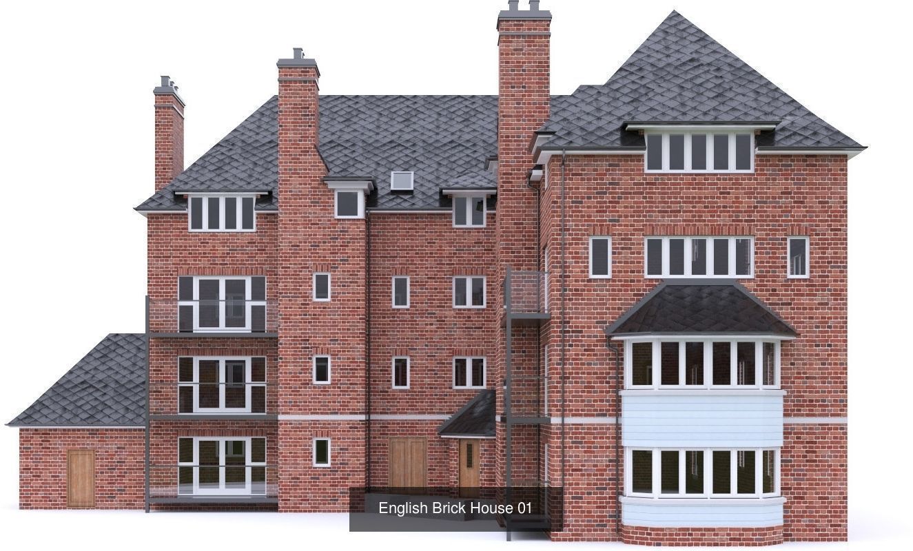 English Brick Houses 3D Model Collection_28