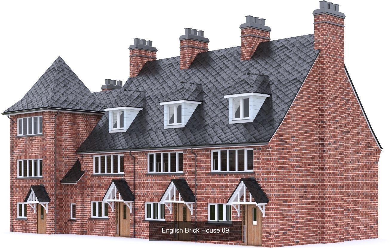 English Brick Houses 3D Model Collection_20
