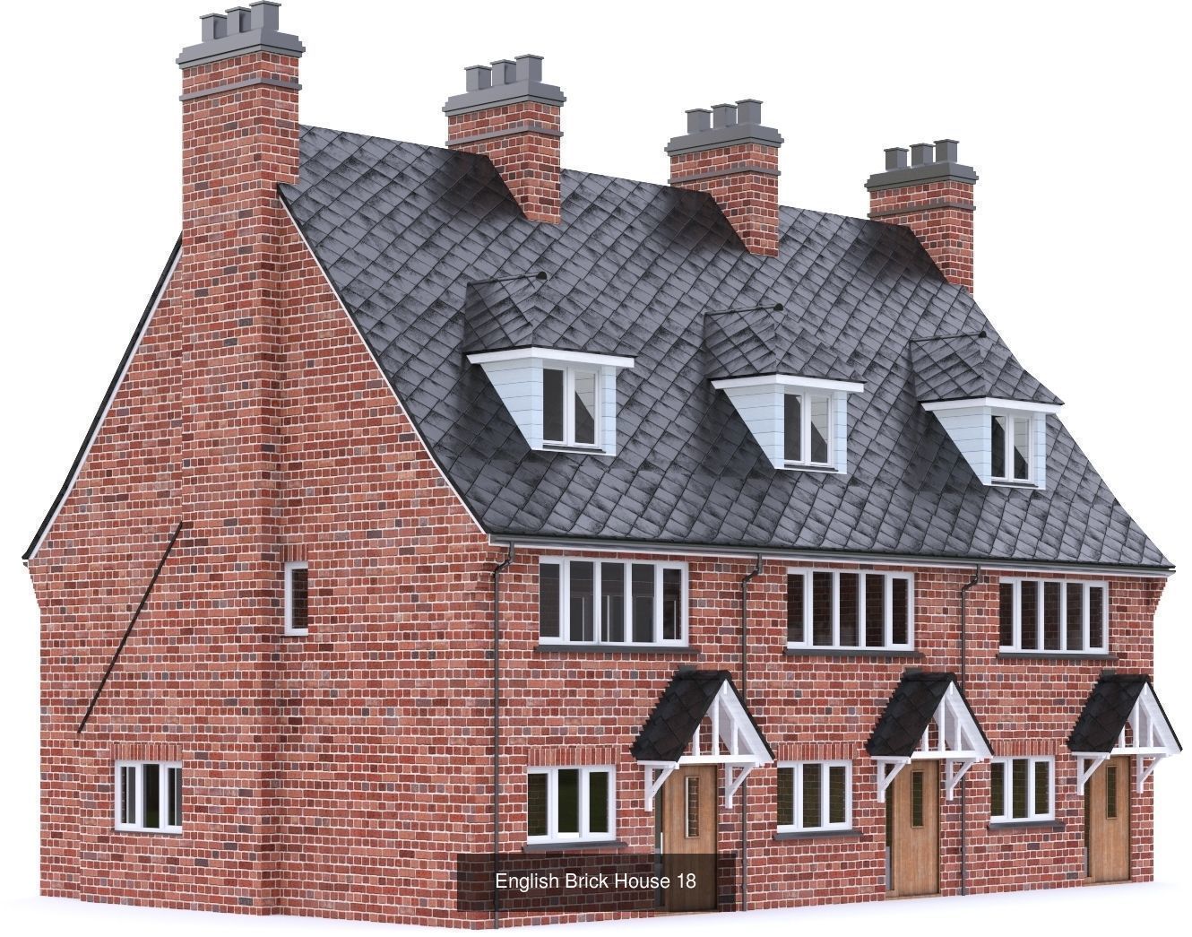 English Brick Houses 3D Model Collection_11