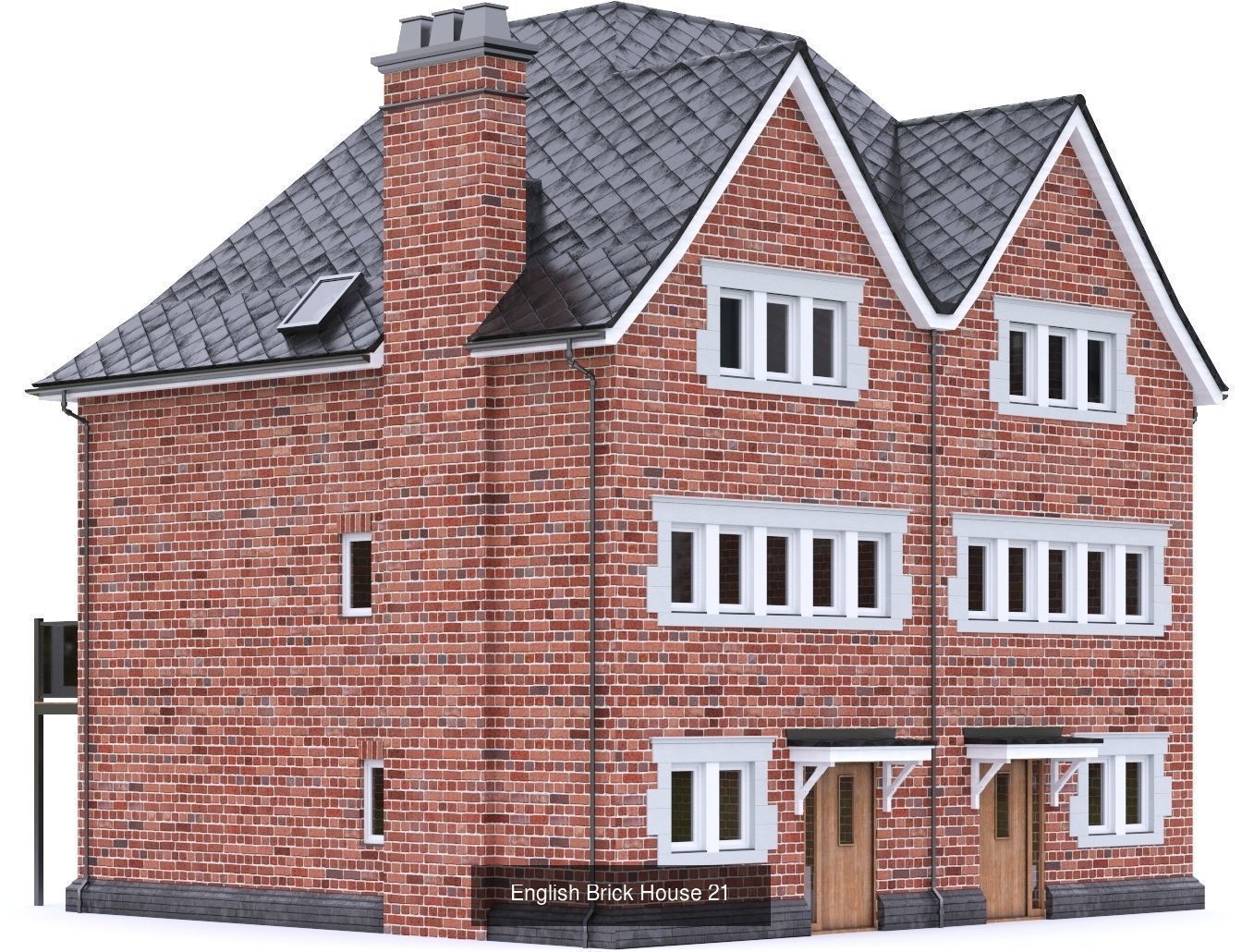 English Brick Houses 3D Model Collection_8