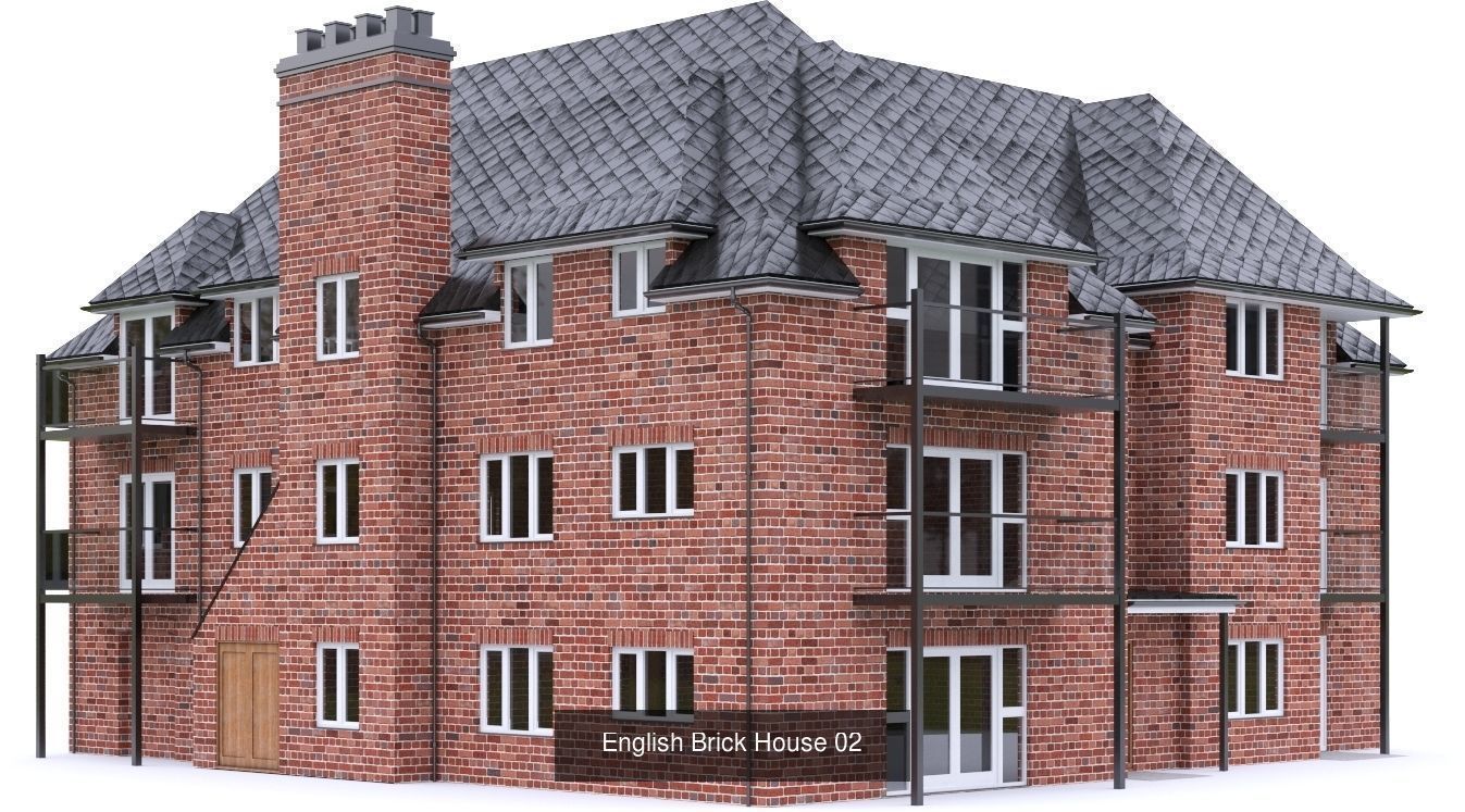 English Brick Houses 3D Model Collection_27