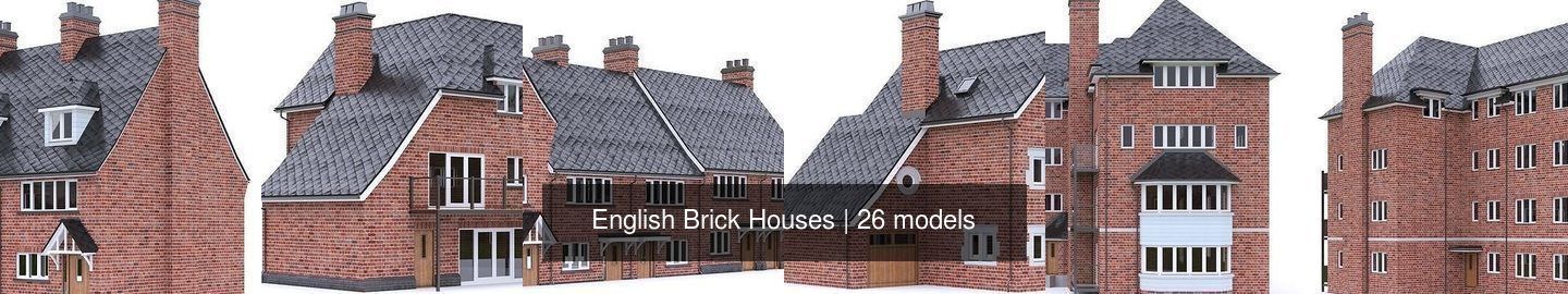 English Brick Houses 3D Model Collection_2