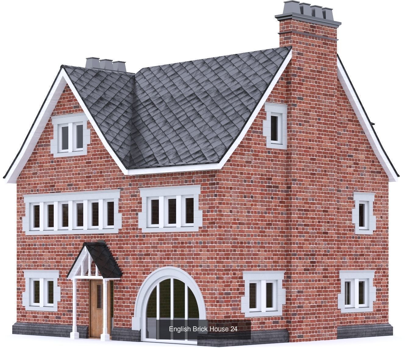 English Brick Houses 3D Model Collection_5