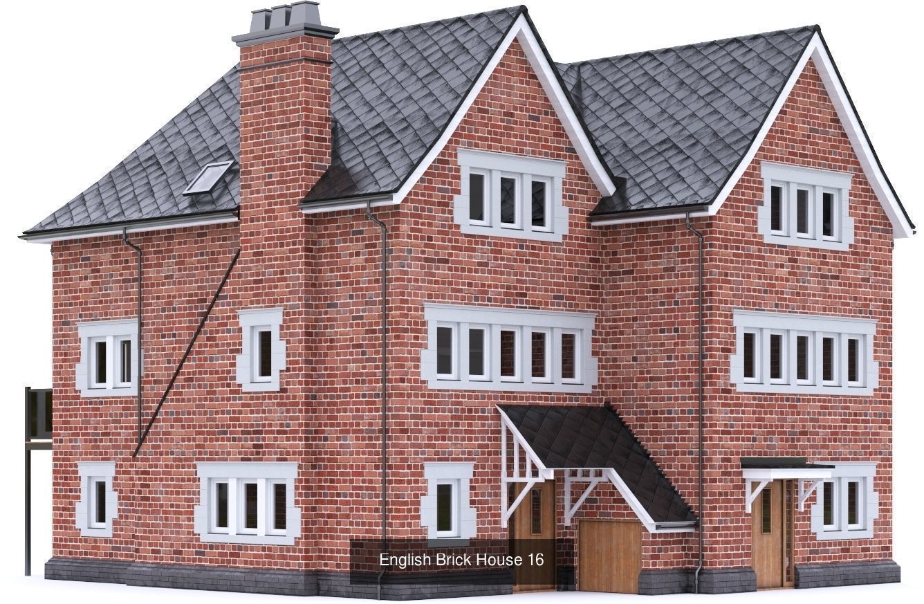 English Brick Houses 3D Model Collection_13
