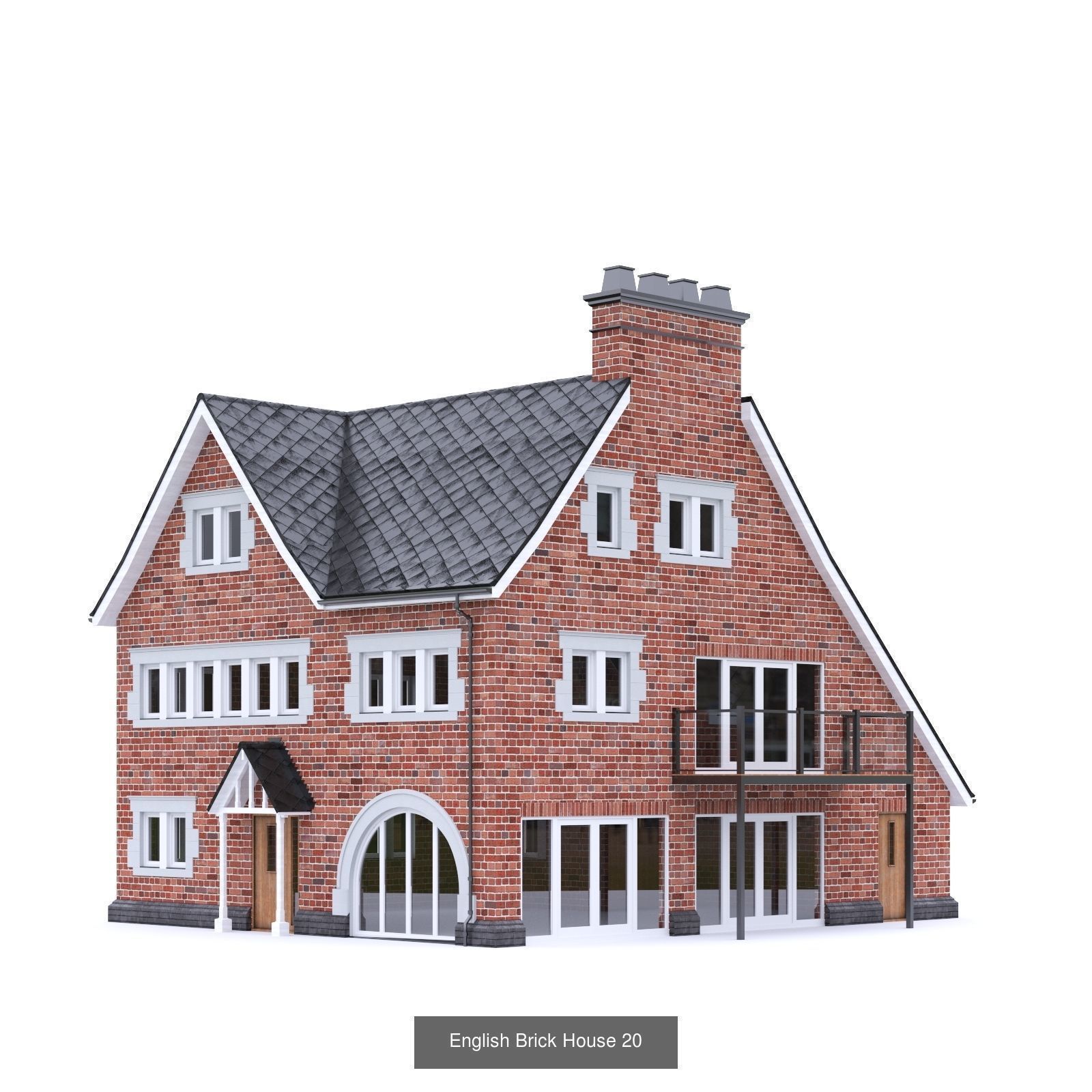 English Brick Houses 3D Model Collection_9