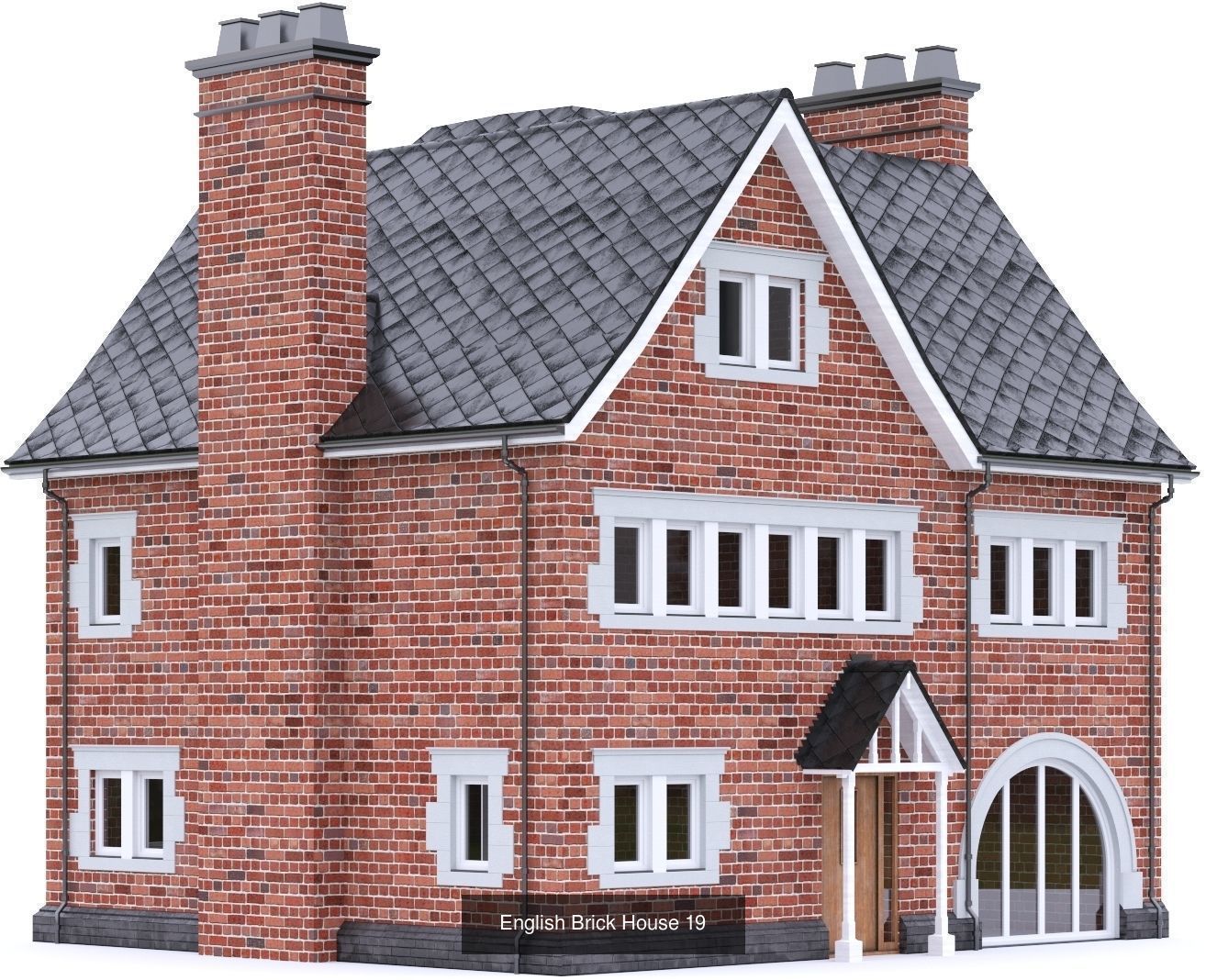English Brick Houses 3D Model Collection_10