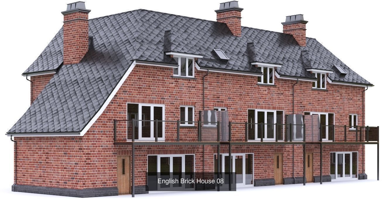 English Brick Houses 3D Model Collection_21