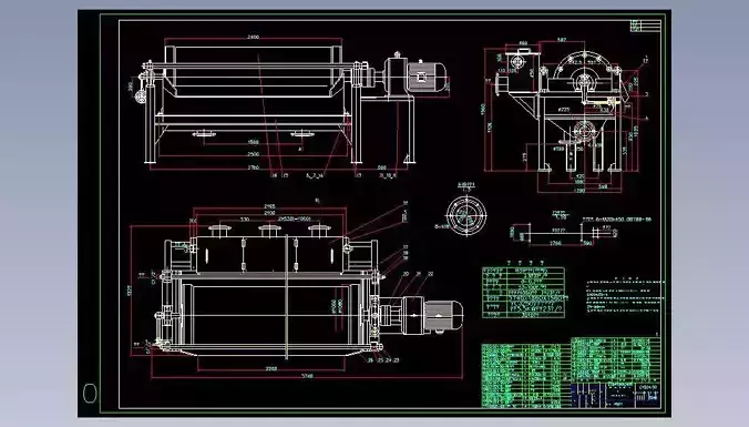 1000x2400 drum type magnetic separator complete set of drawings