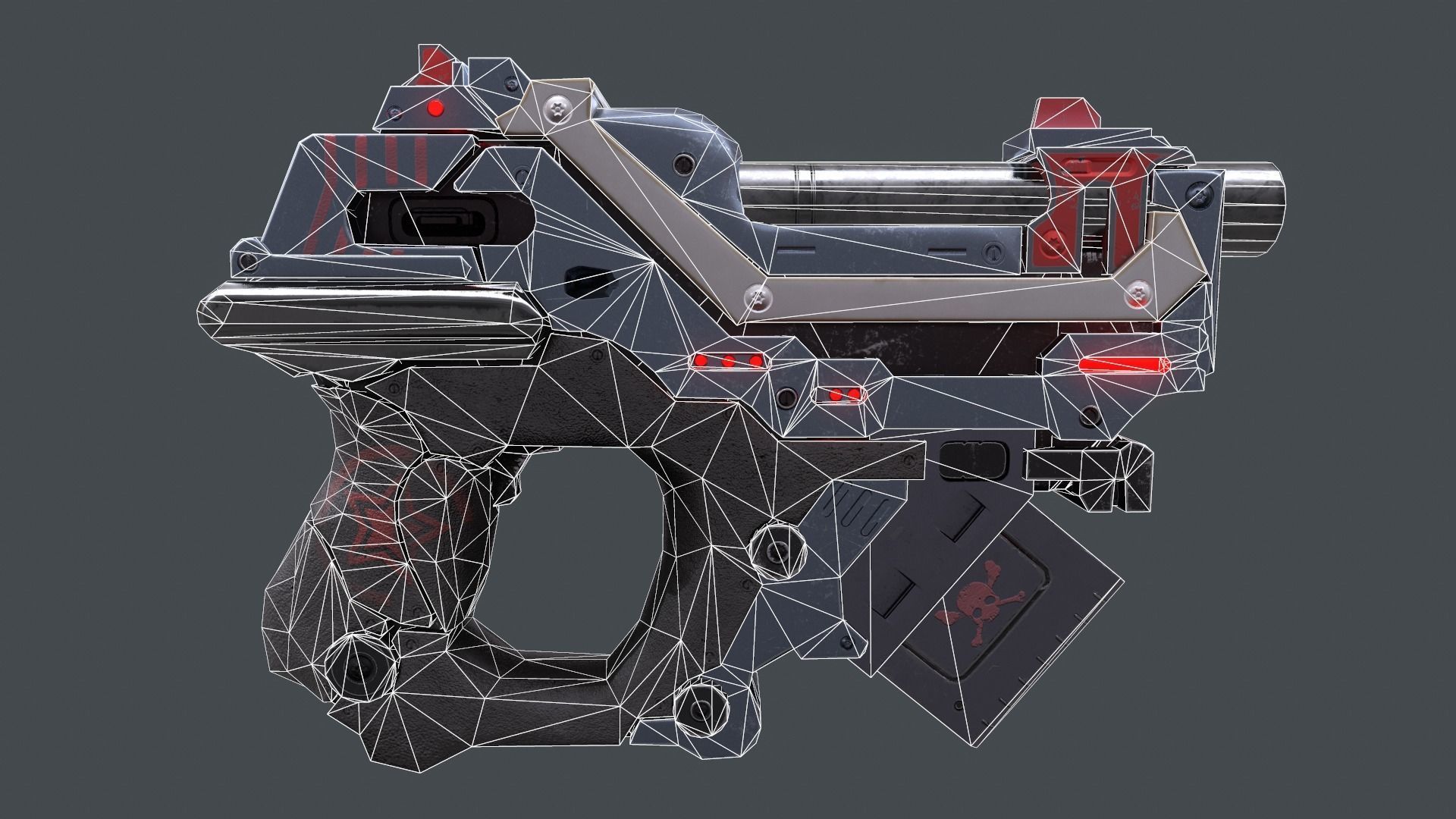 Sci-fi gun Low-poly 3D model_16