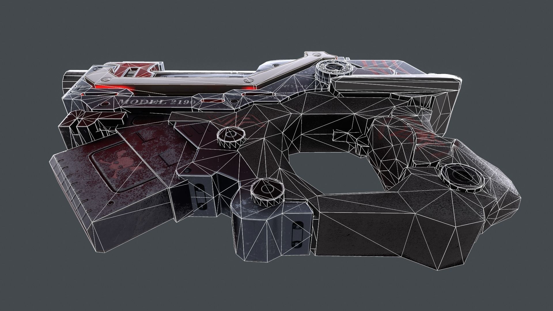 Sci-fi gun Low-poly 3D model_20