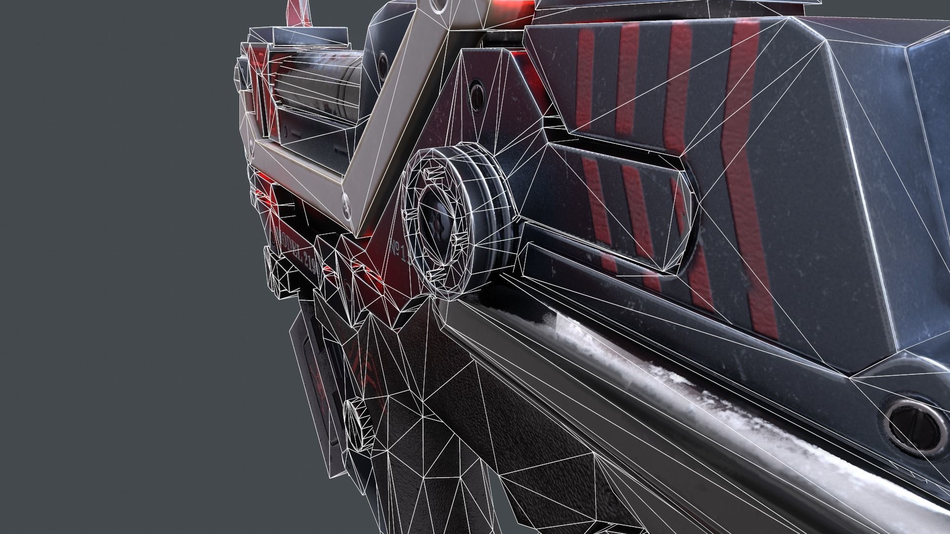 Sci-fi gun Low-poly 3D model_21