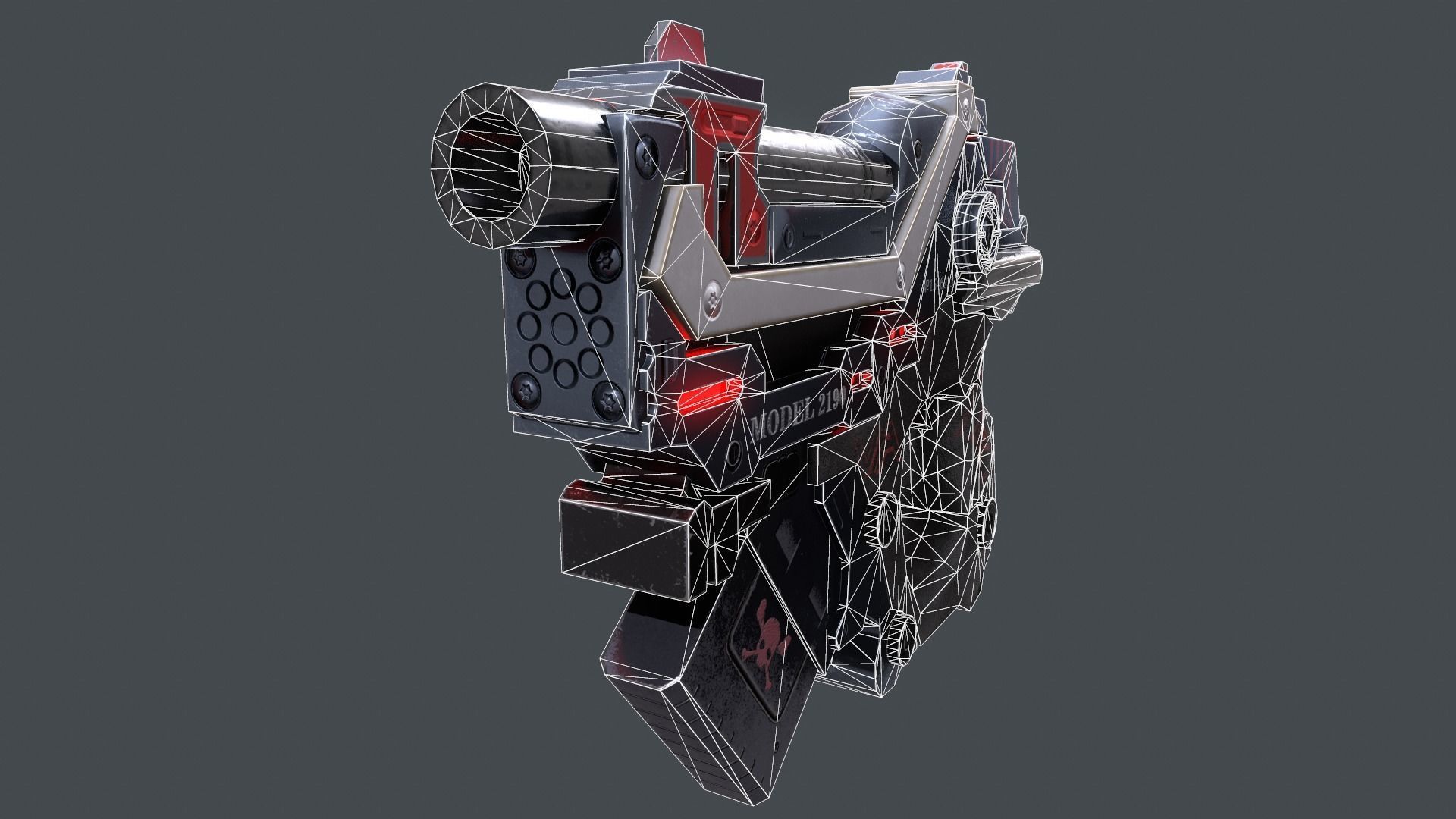 Sci-fi gun Low-poly 3D model_14