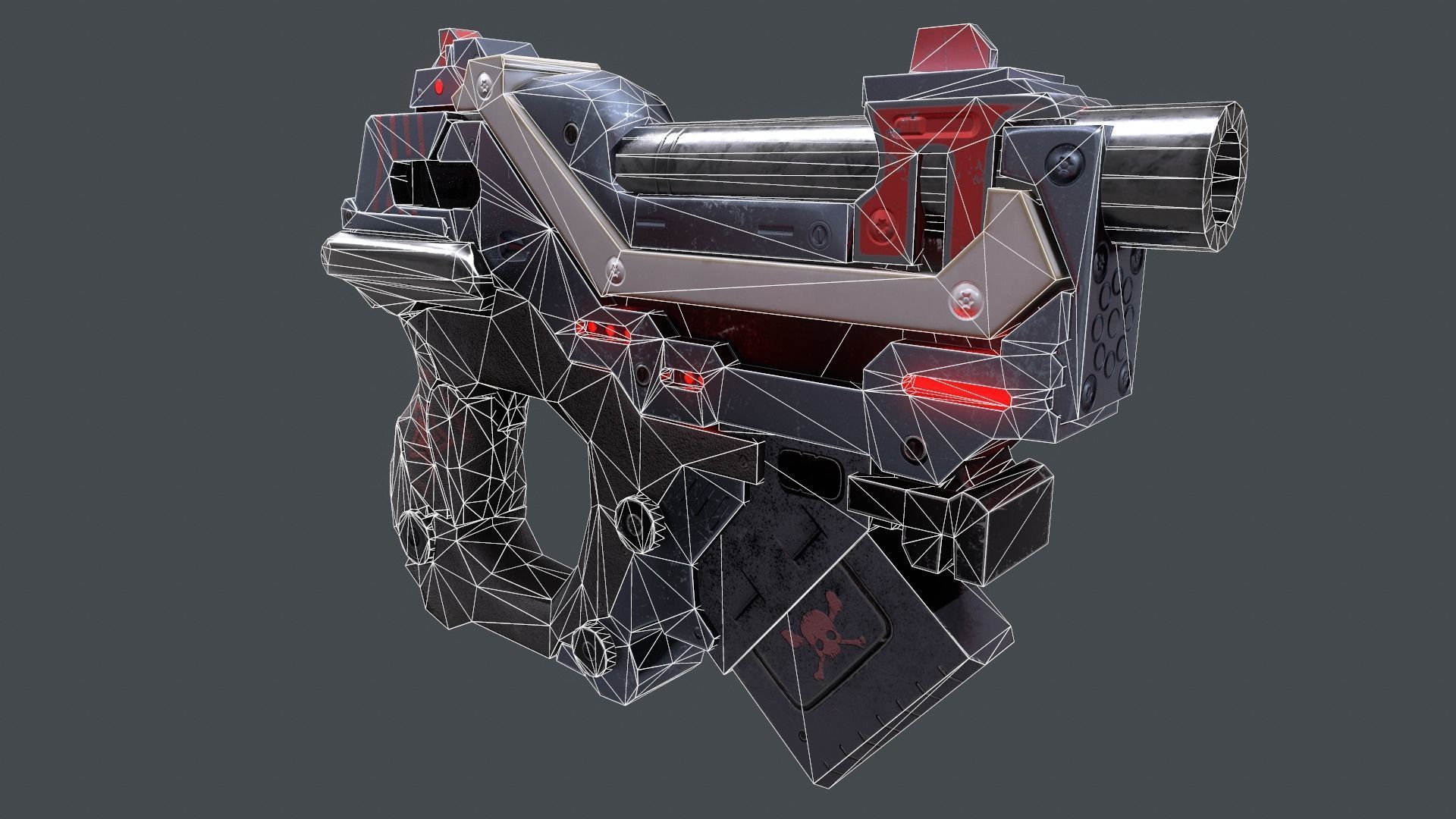 Sci-fi gun Low-poly 3D model_15