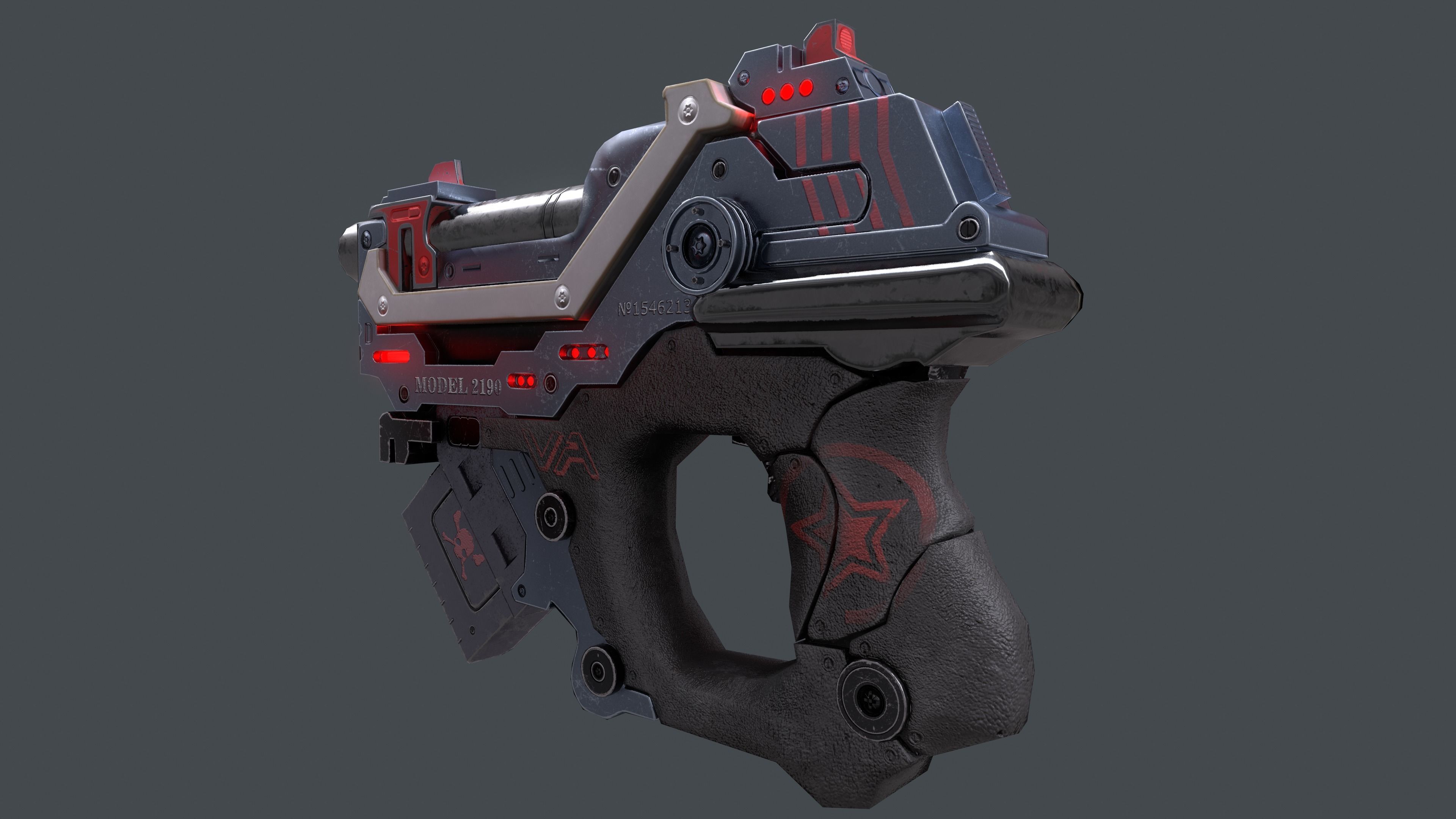 Sci-fi gun Low-poly 3D model_5