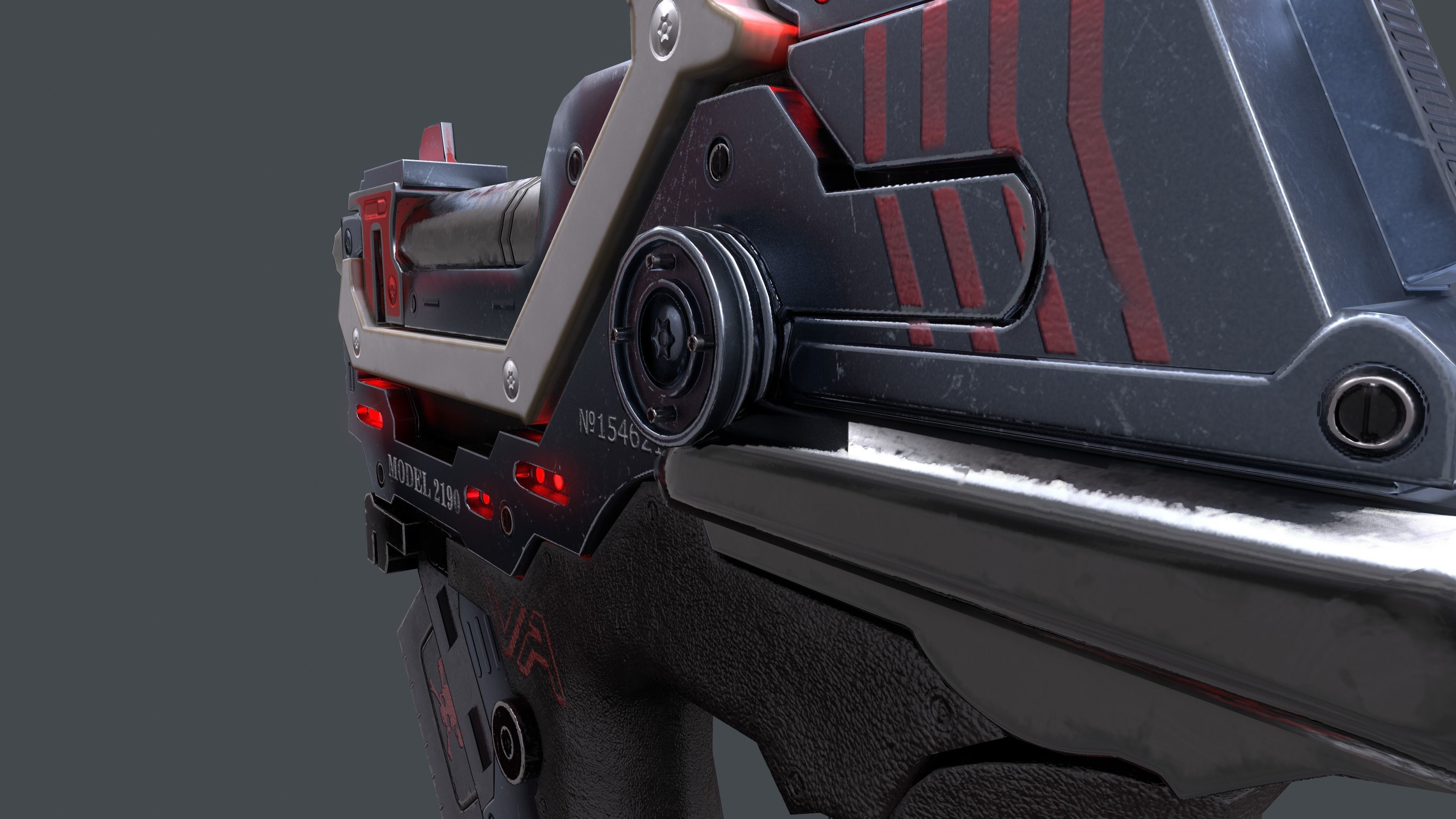 Sci-fi gun Low-poly 3D model_11