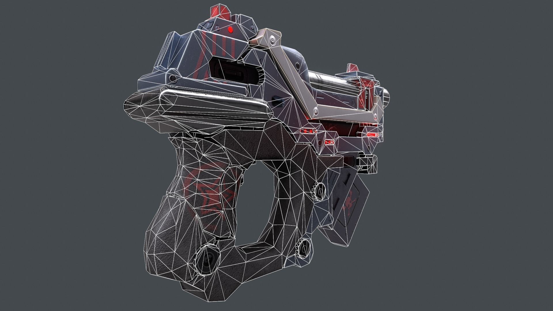 Sci-fi gun Low-poly 3D model_17