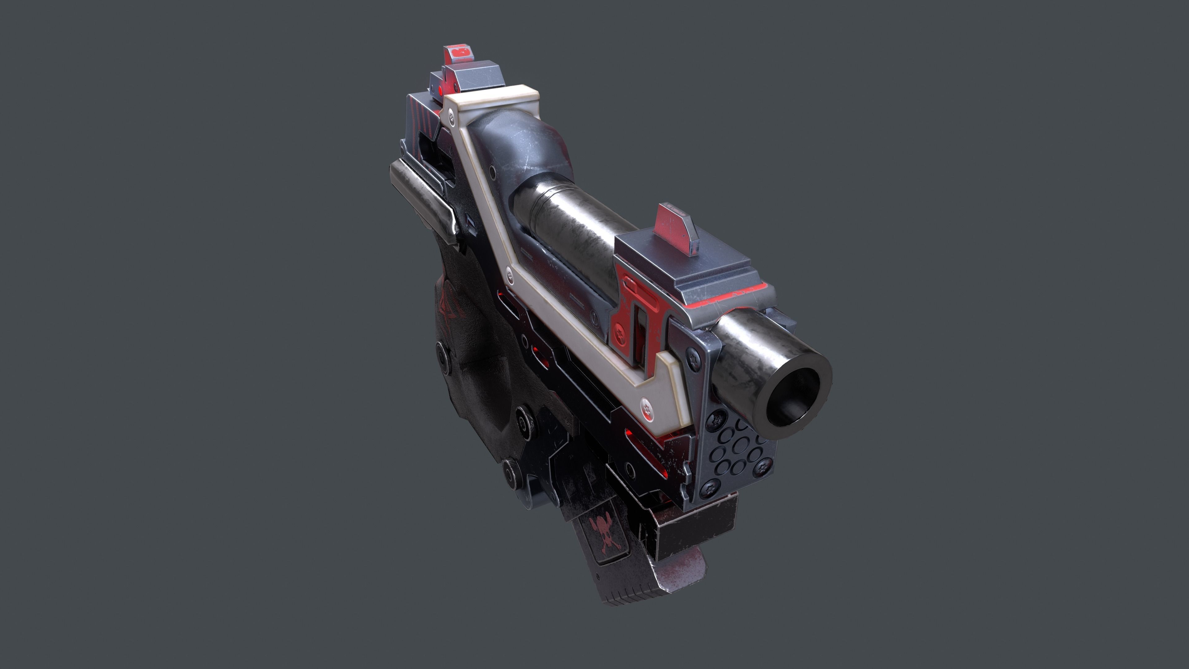 Sci-fi gun Low-poly 3D model_10