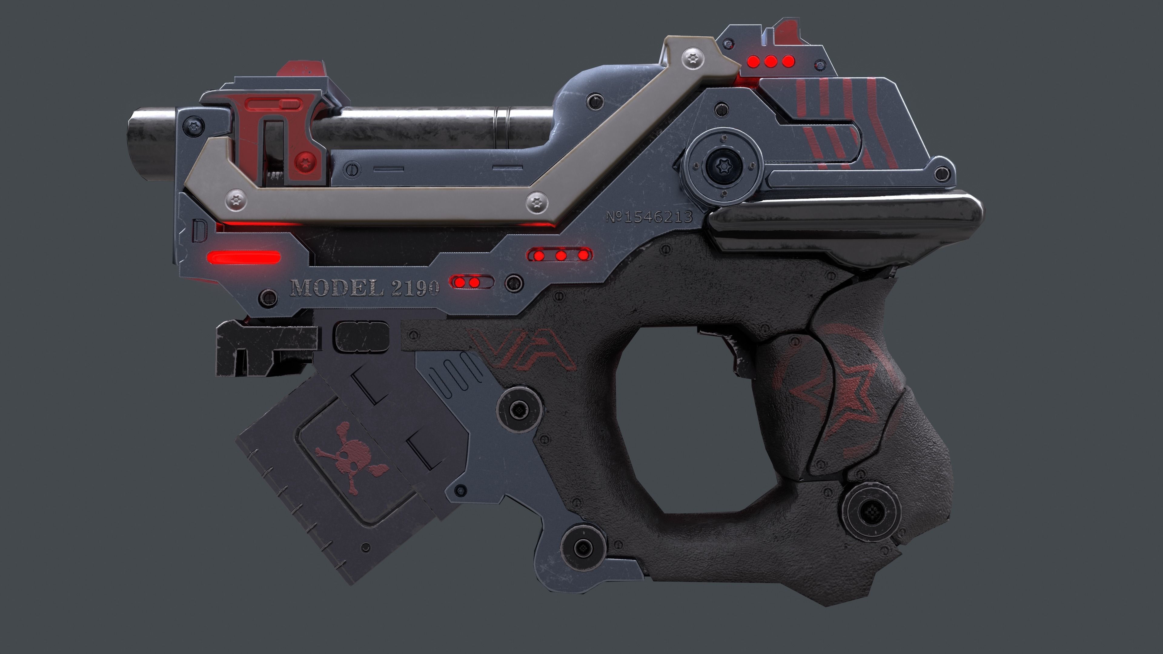 Sci-fi gun Low-poly 3D model_6
