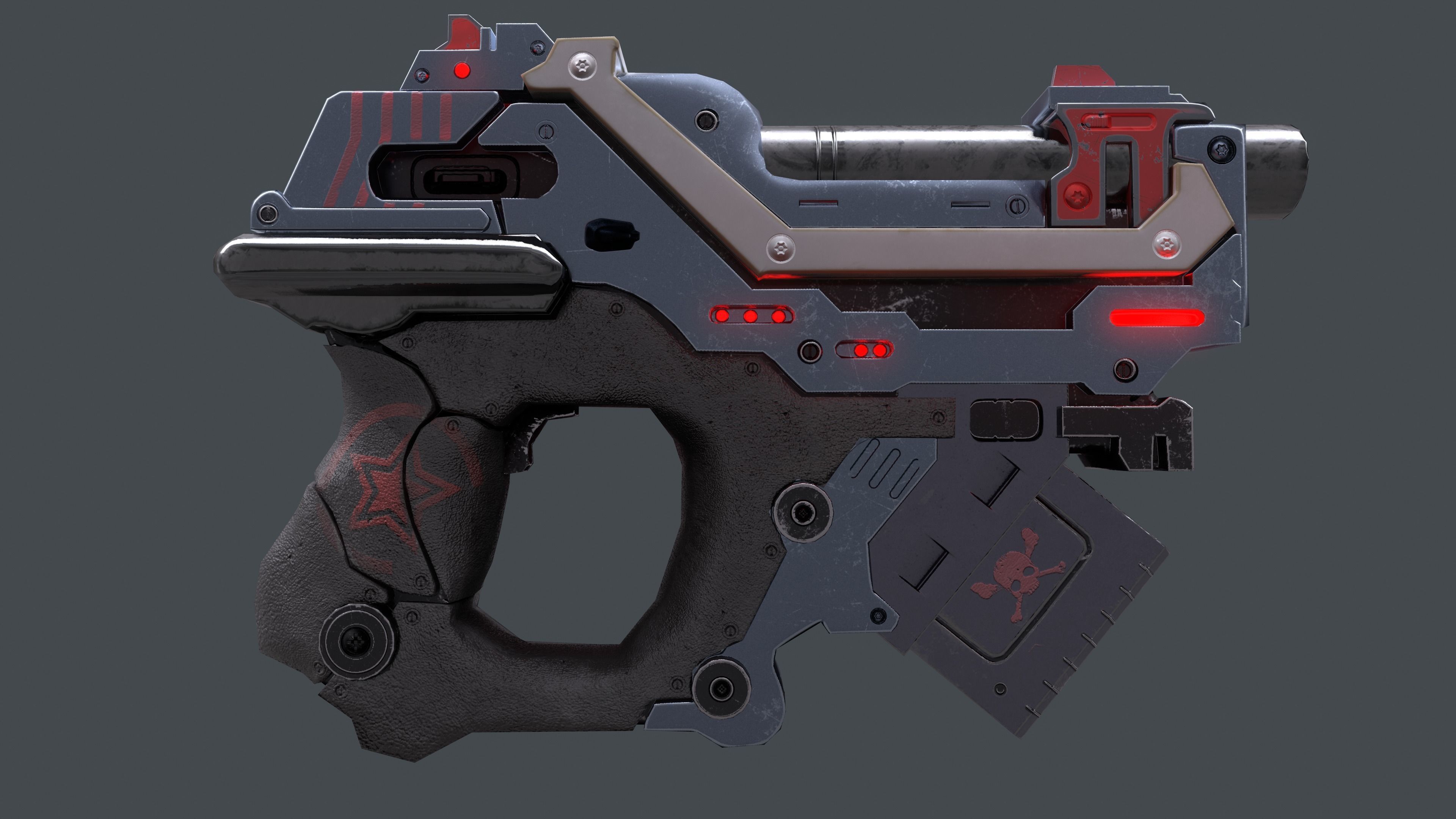 Sci-fi gun Low-poly 3D model_3