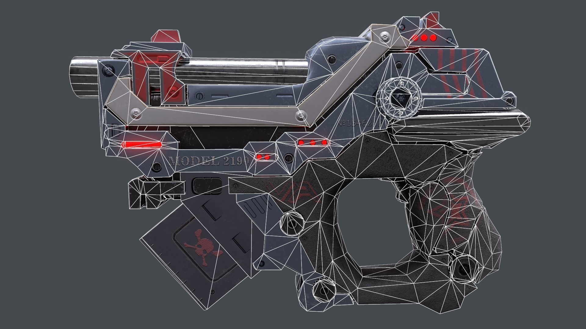 Sci-fi gun Low-poly 3D model_13