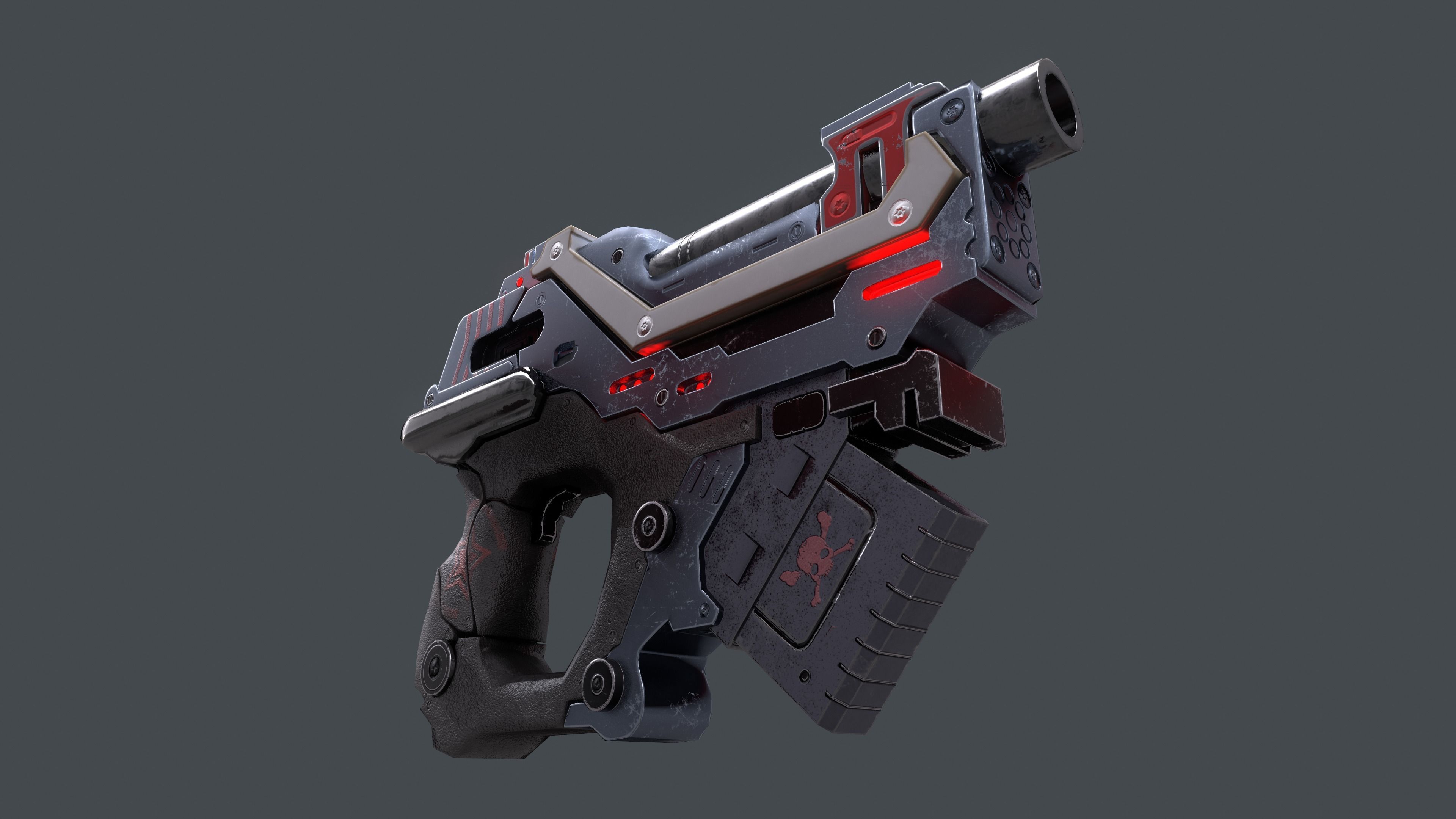 Sci-fi gun Low-poly 3D model_8
