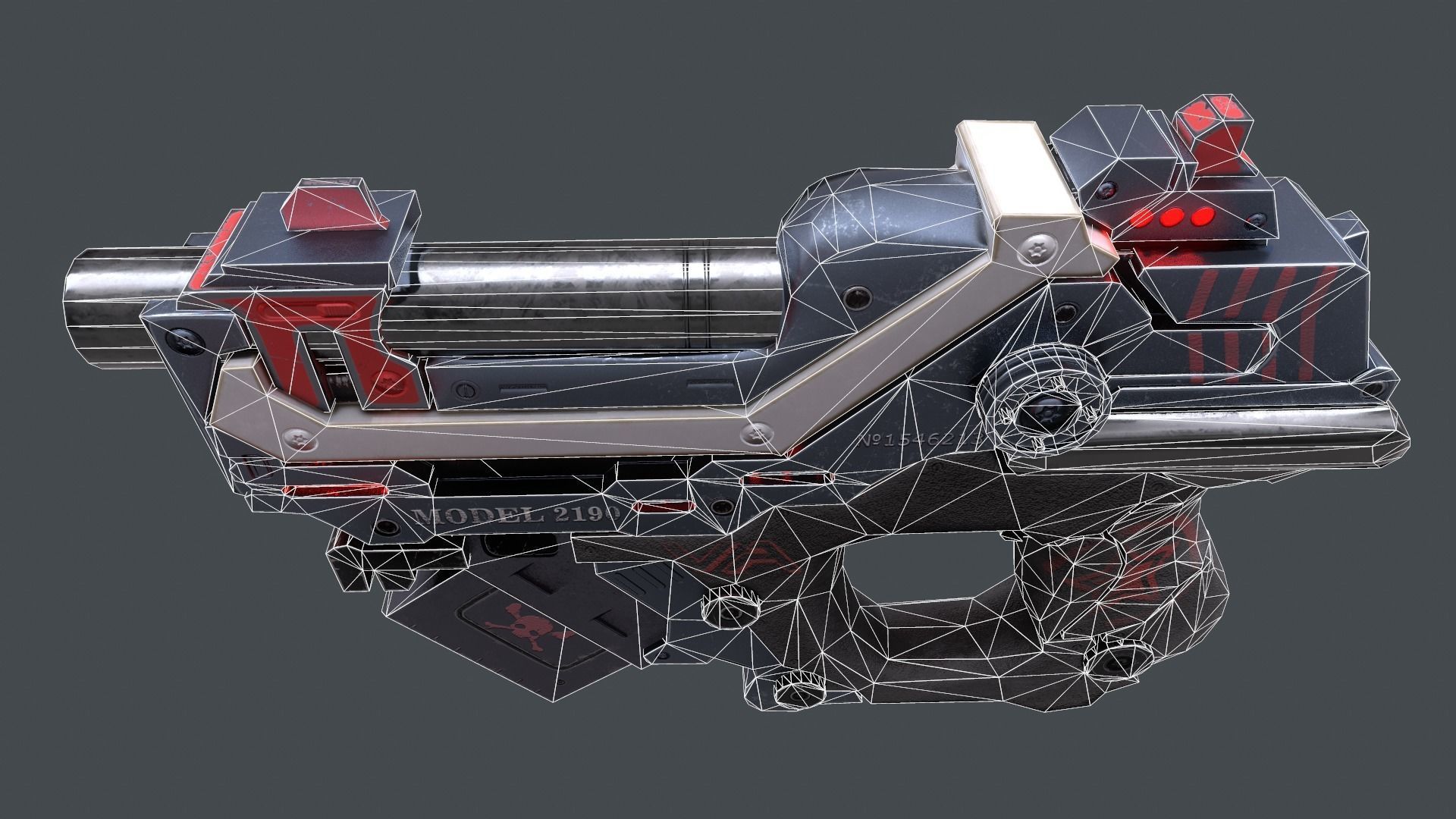 Sci-fi gun Low-poly 3D model_22