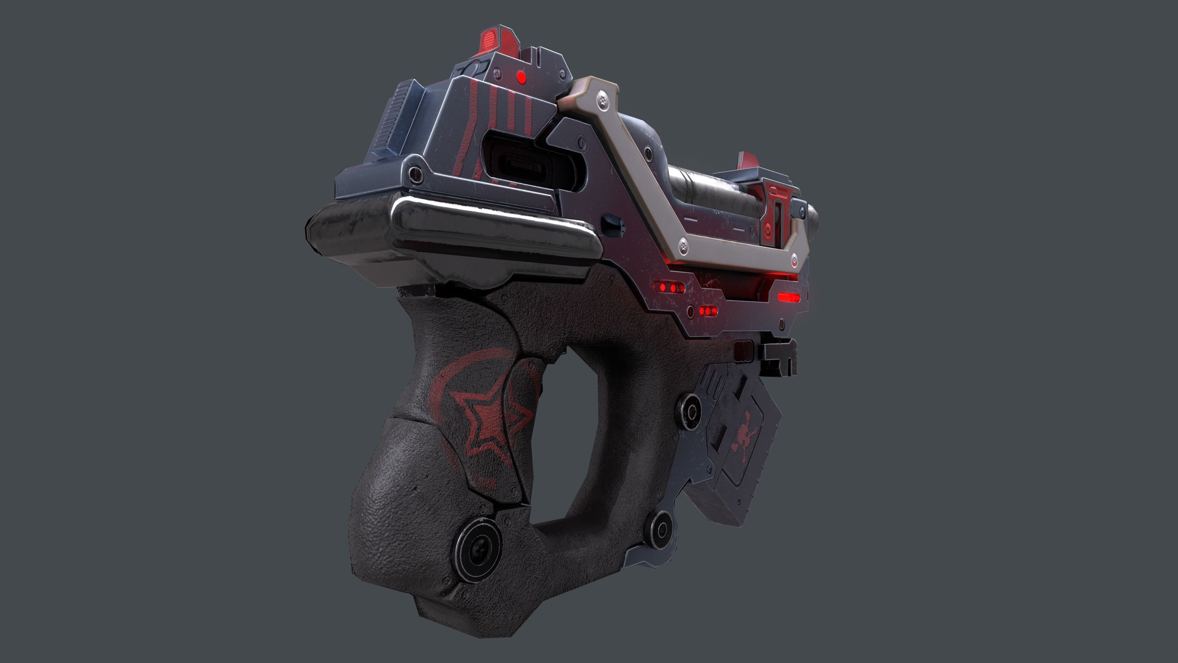Sci-fi gun Low-poly 3D model_4