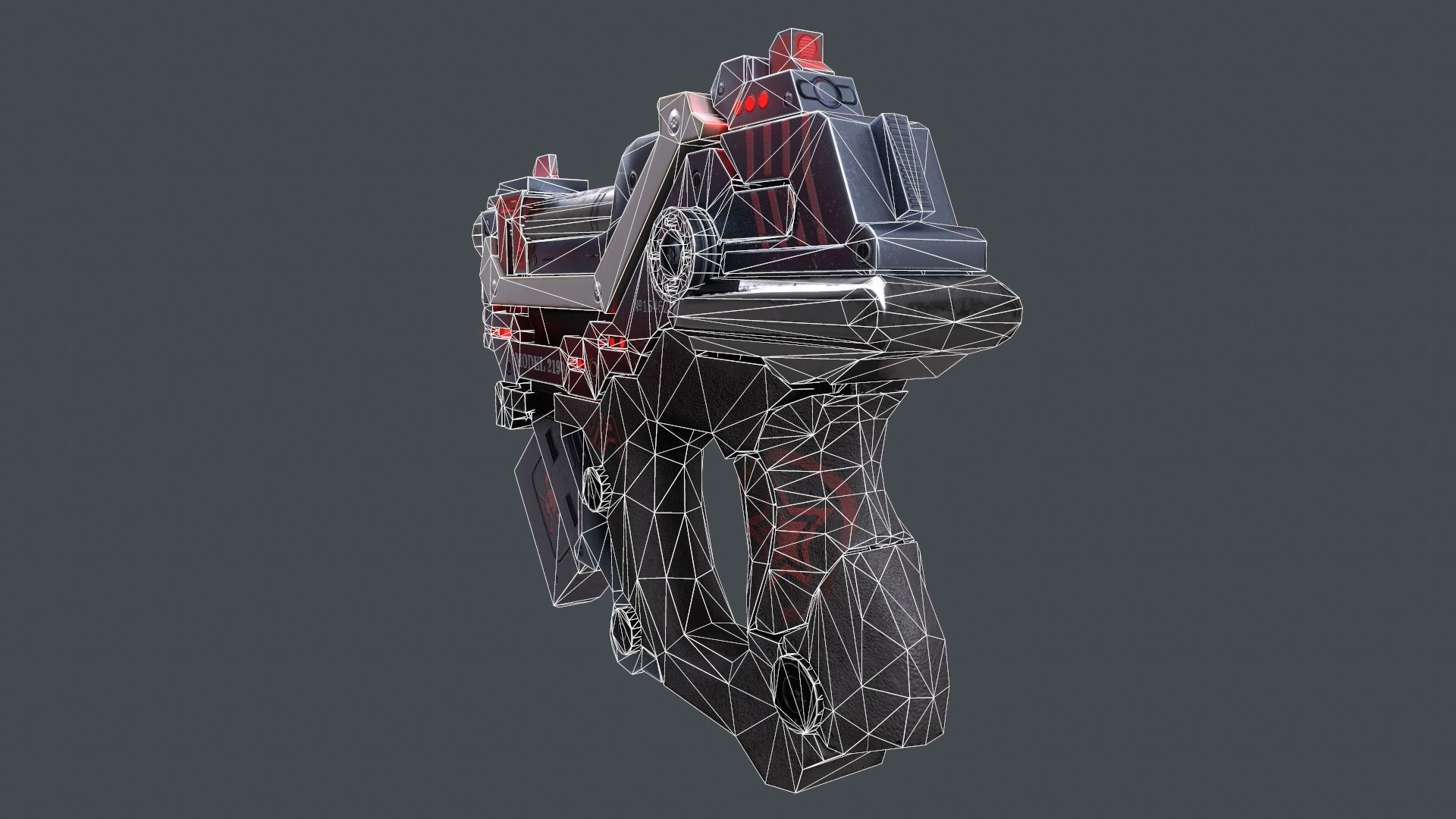 Sci-fi gun Low-poly 3D model_19