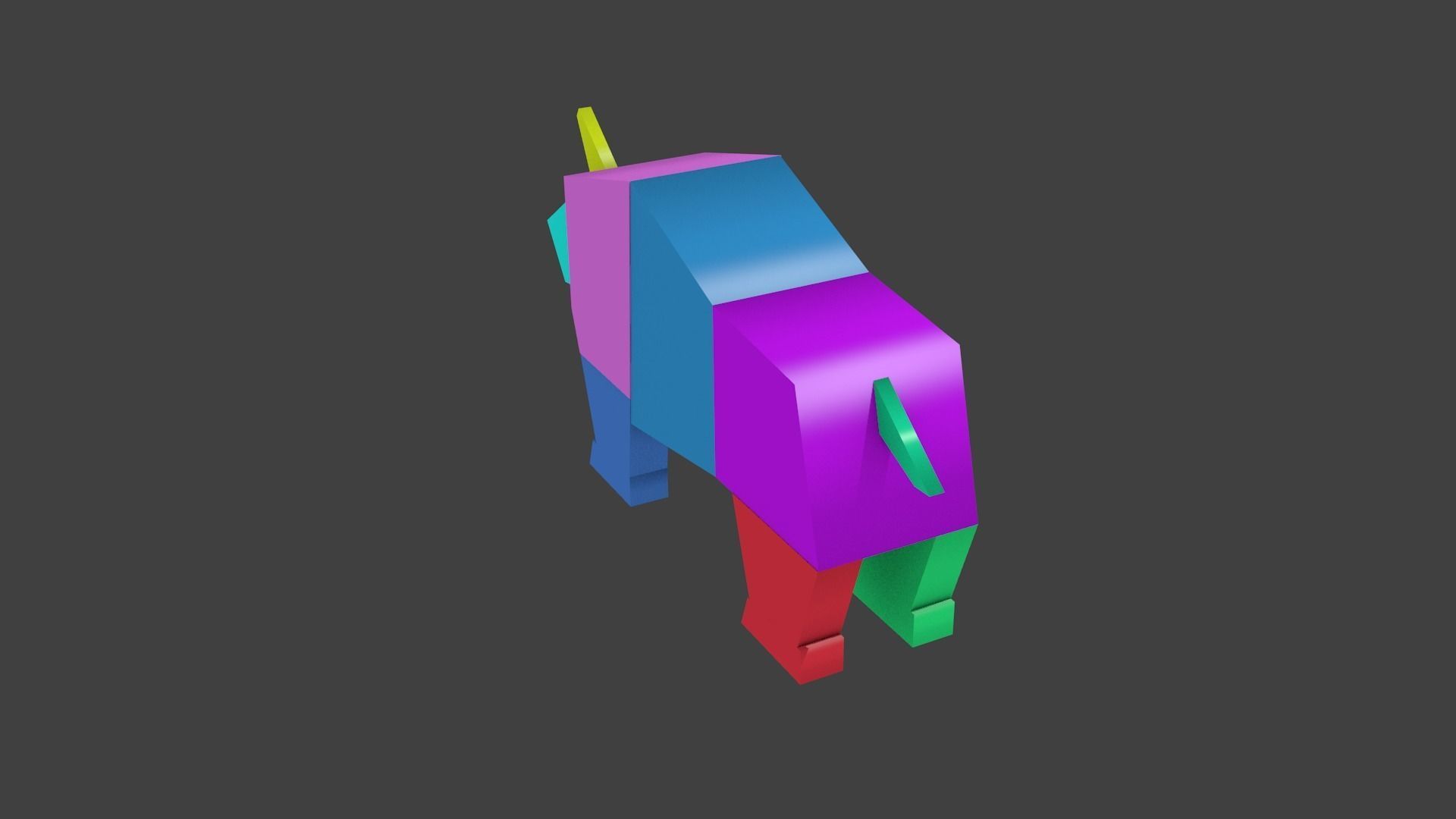 rhinoceros lowpoly colorful rhino 3D model_6