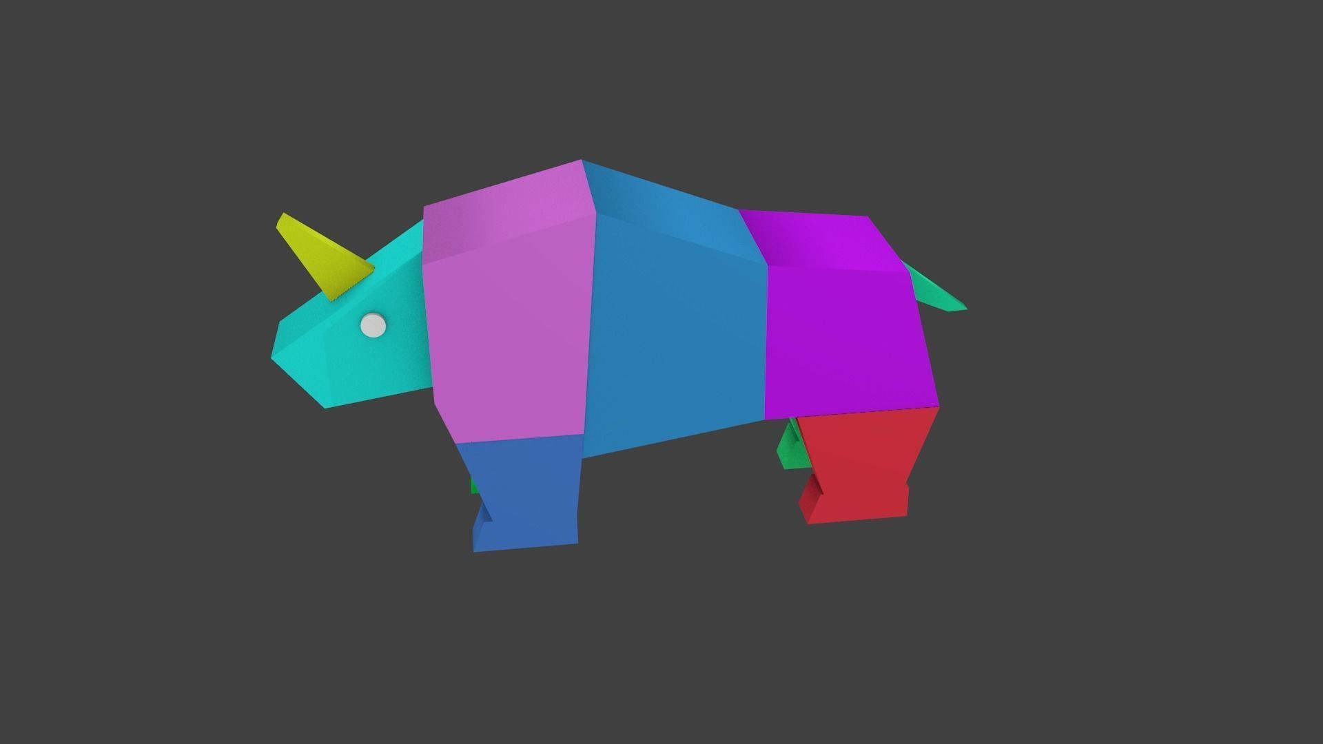 rhinoceros lowpoly colorful rhino 3D model_3