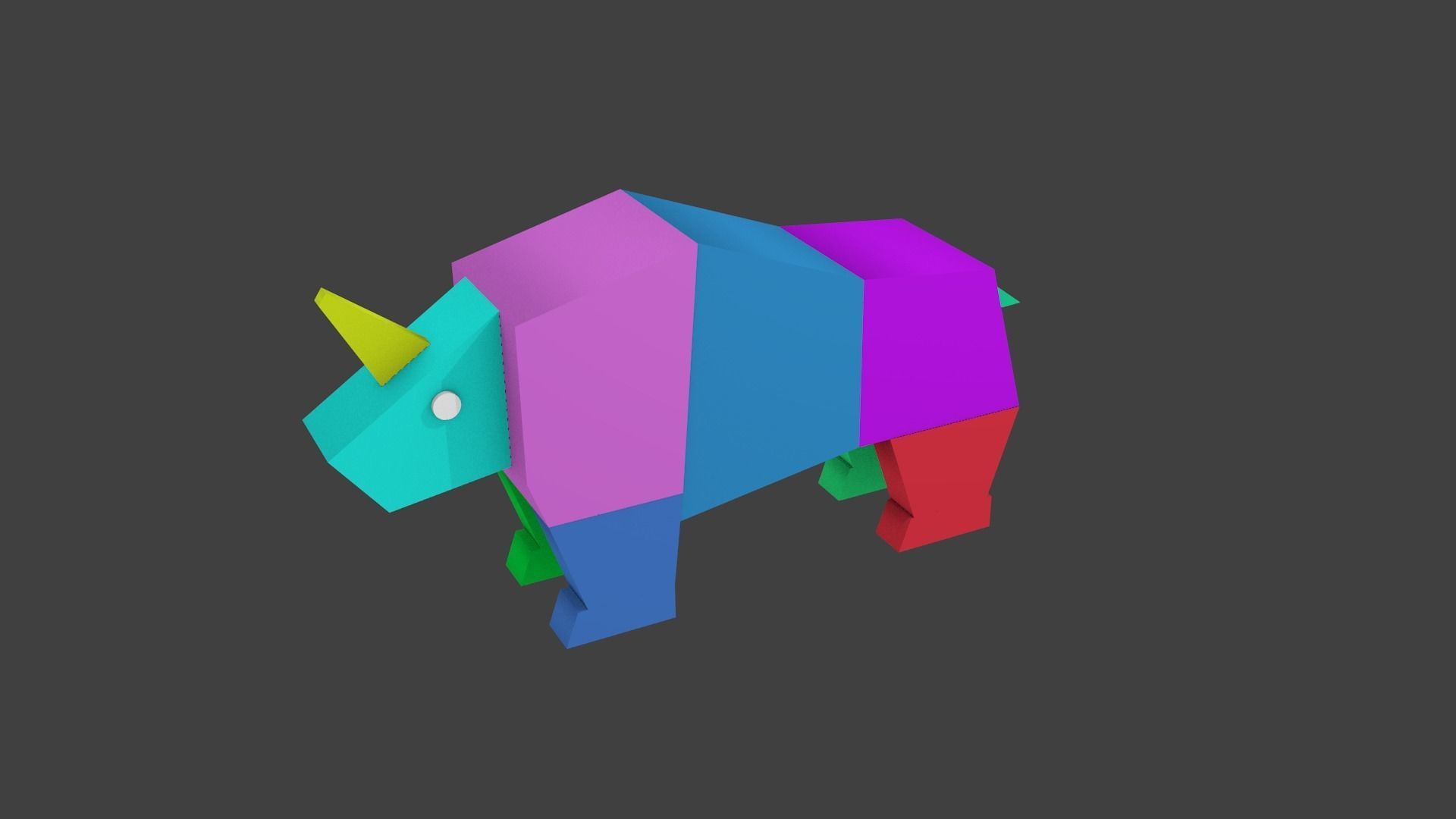 rhinoceros lowpoly colorful rhino 3D model_1