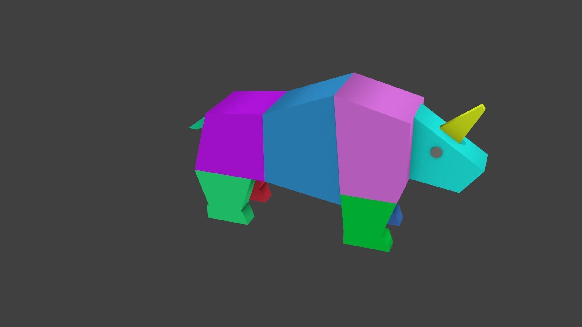 rhinoceros lowpoly colorful rhino 3D model_12