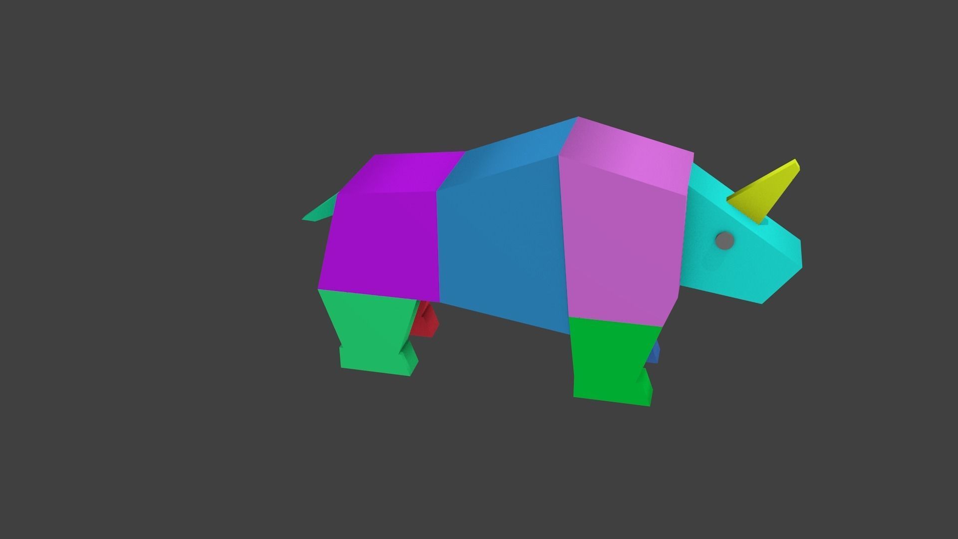 rhinoceros lowpoly colorful rhino 3D model_11