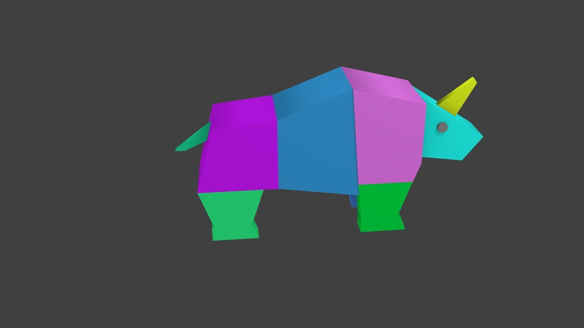 rhinoceros lowpoly colorful rhino 3D model_10